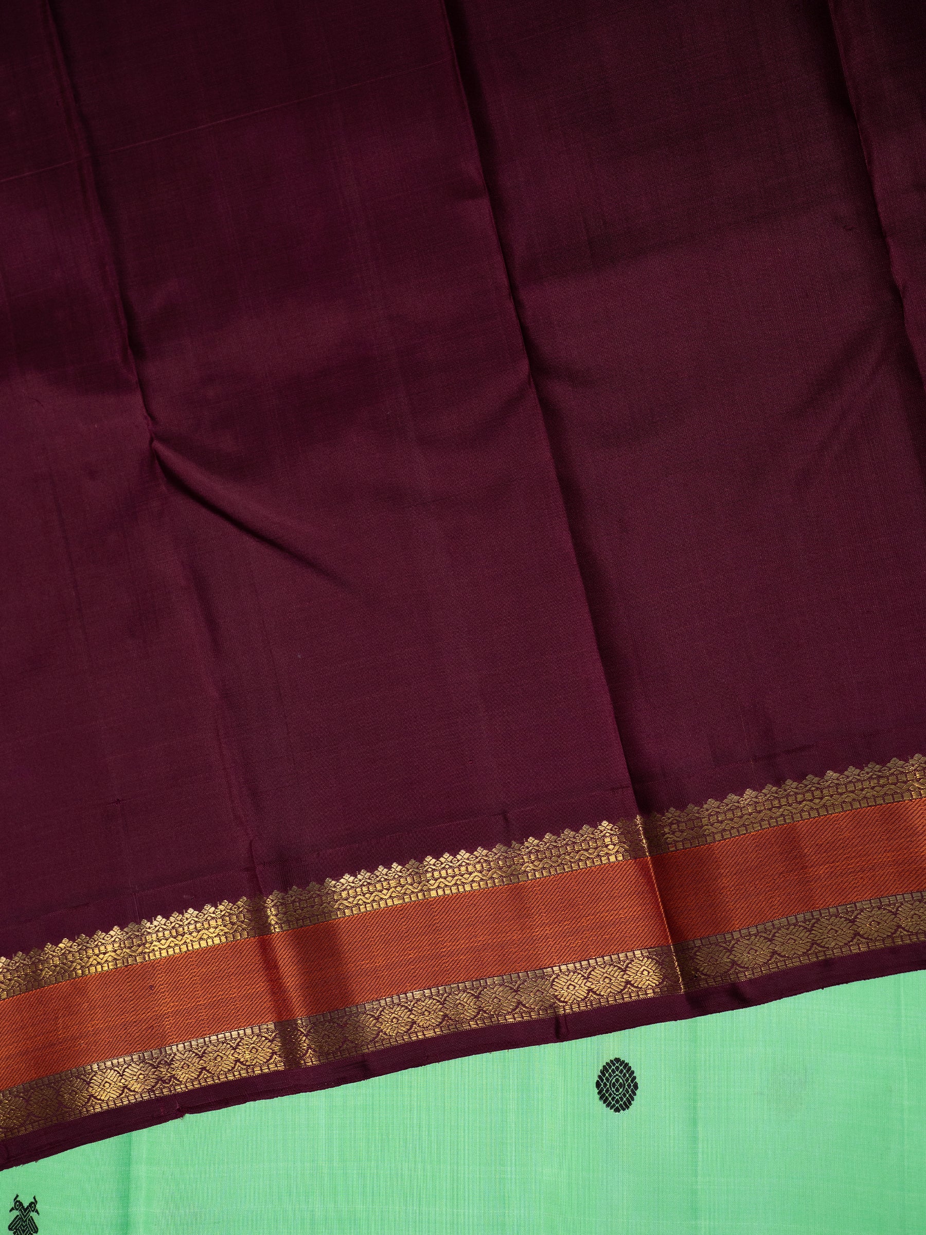 Bright neon green Korvai Kanjipuram Silk Saree CLSA6845