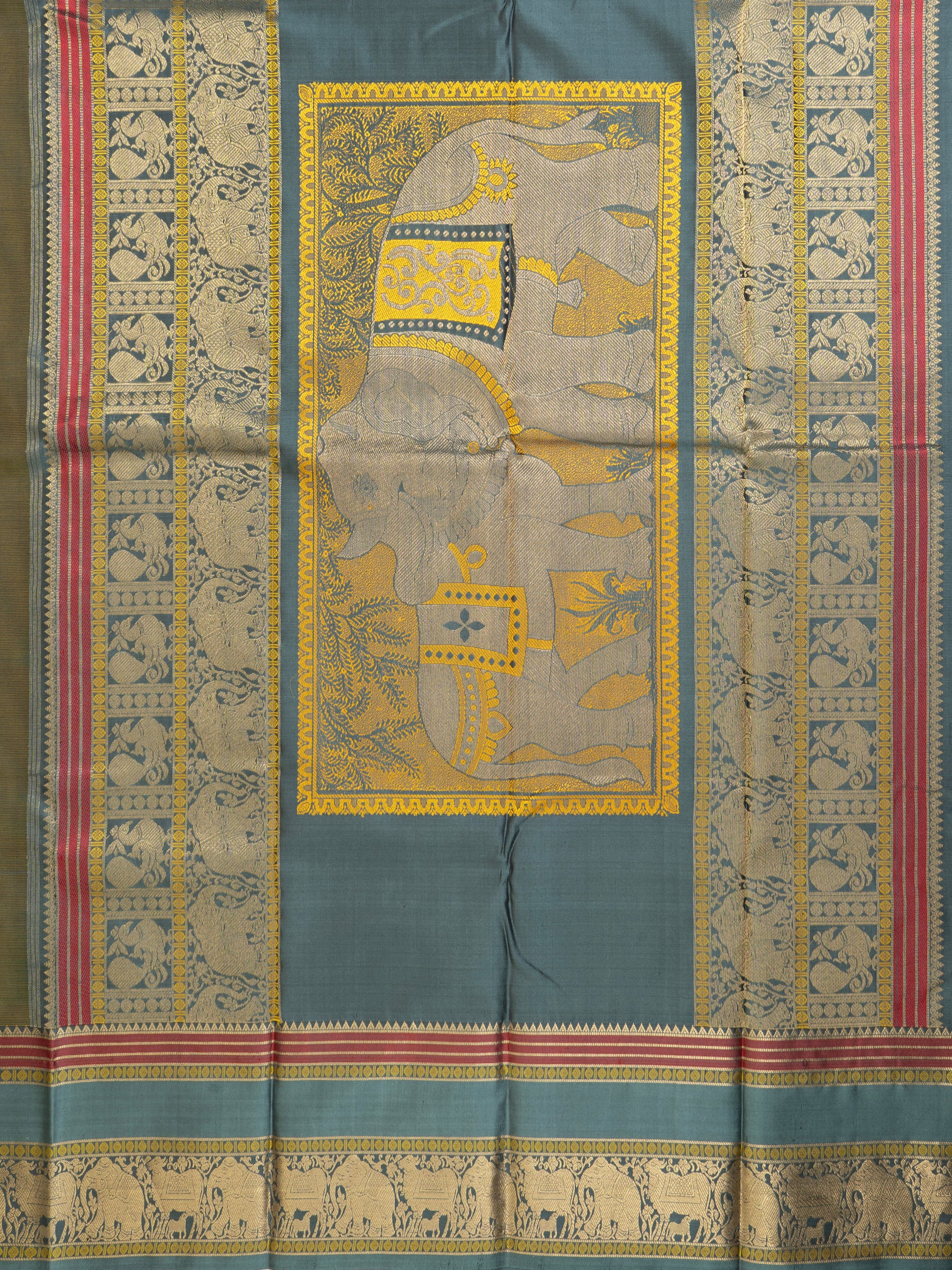 Mustard shot green unique pallu/ Special Edition Silk CLSA6950