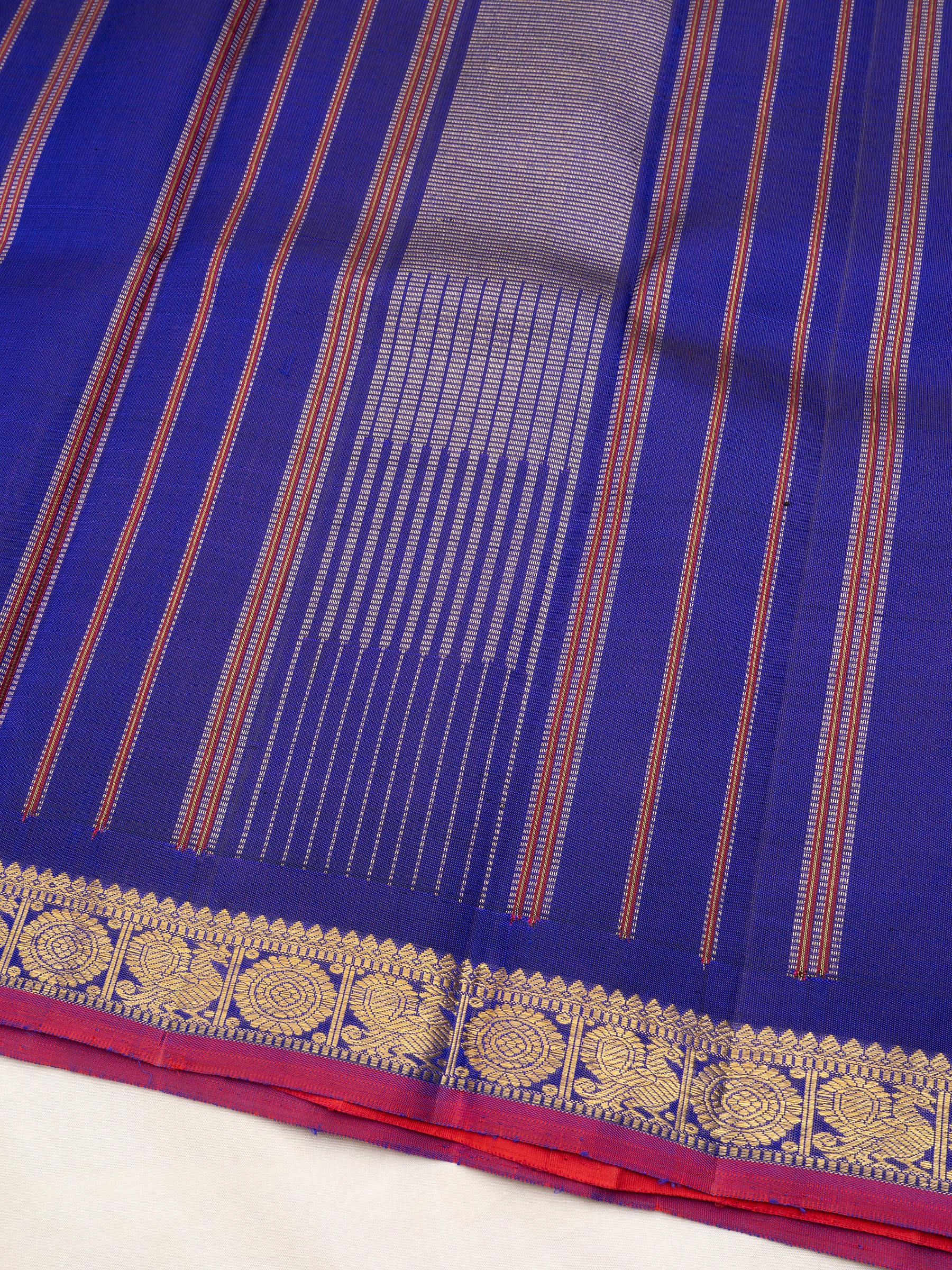 Royal blue zari kattam annam and chakram border/ Kanjipuram Silk Saree CLSA7017