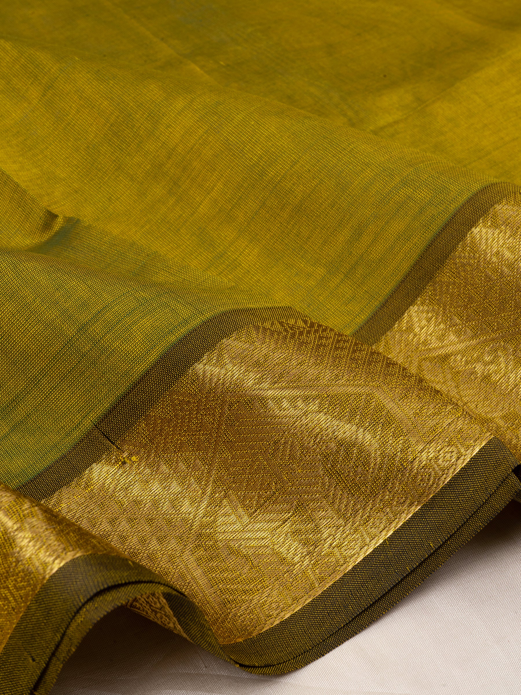 Olive green and black / Silk Cotton Saree CLSA6045