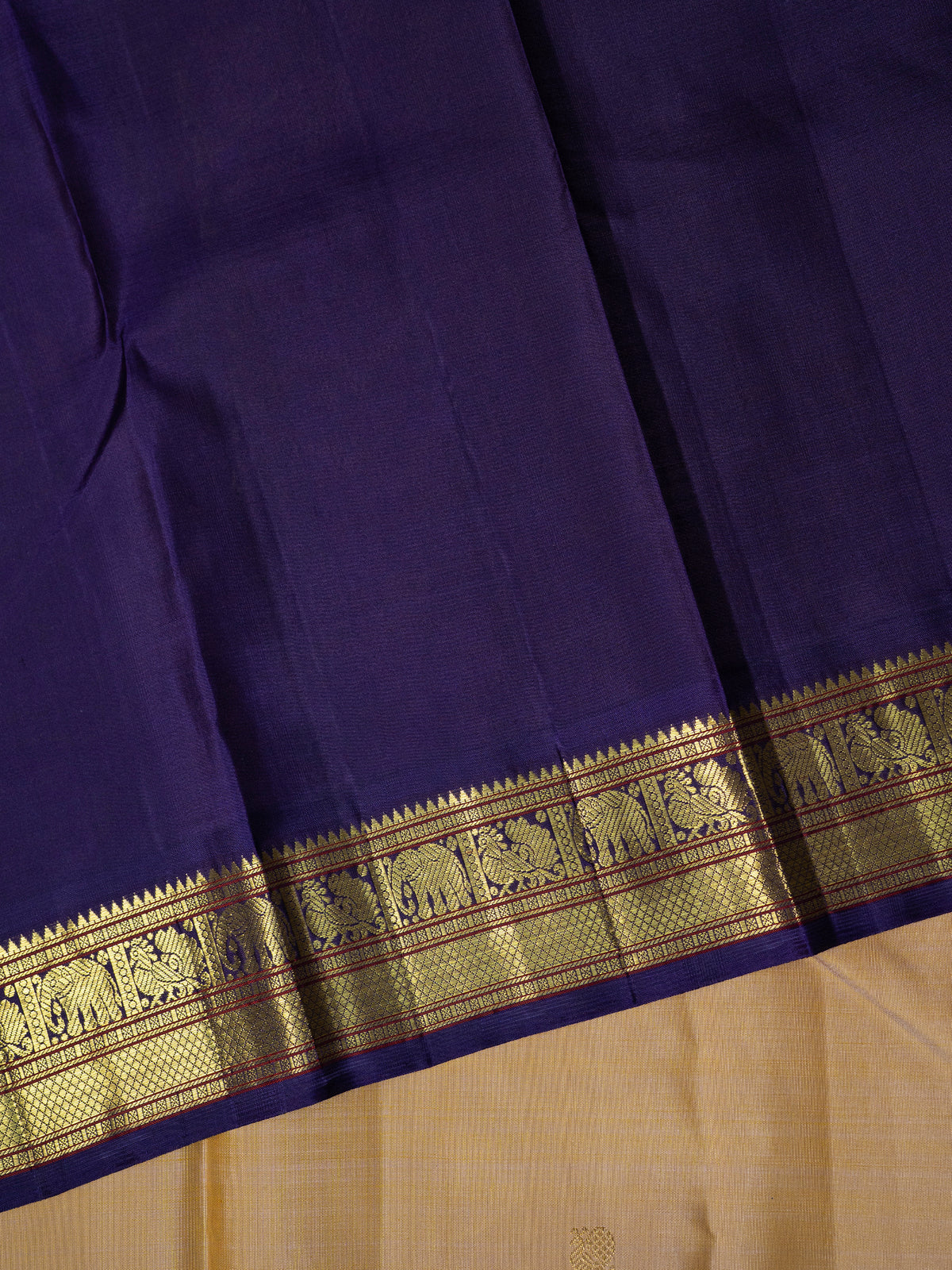 Dual tone biscuit Korvai  Kanjipuram Silk Saree CLSA7223