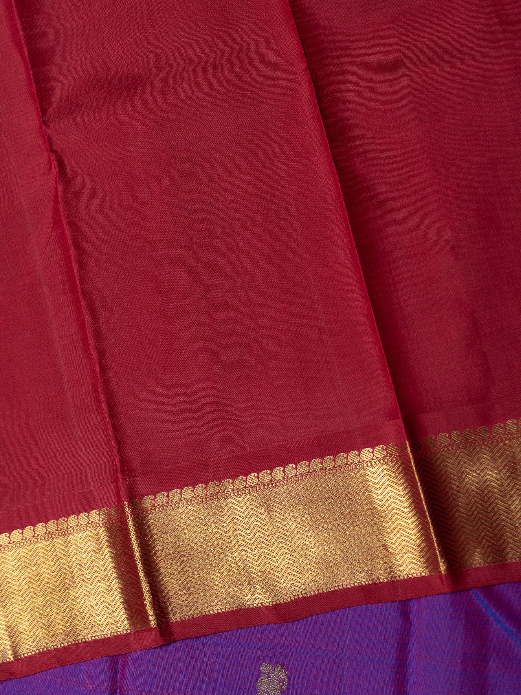 Krishnamegam and red yazhi butta / Kanjipuram Saree CLSA754