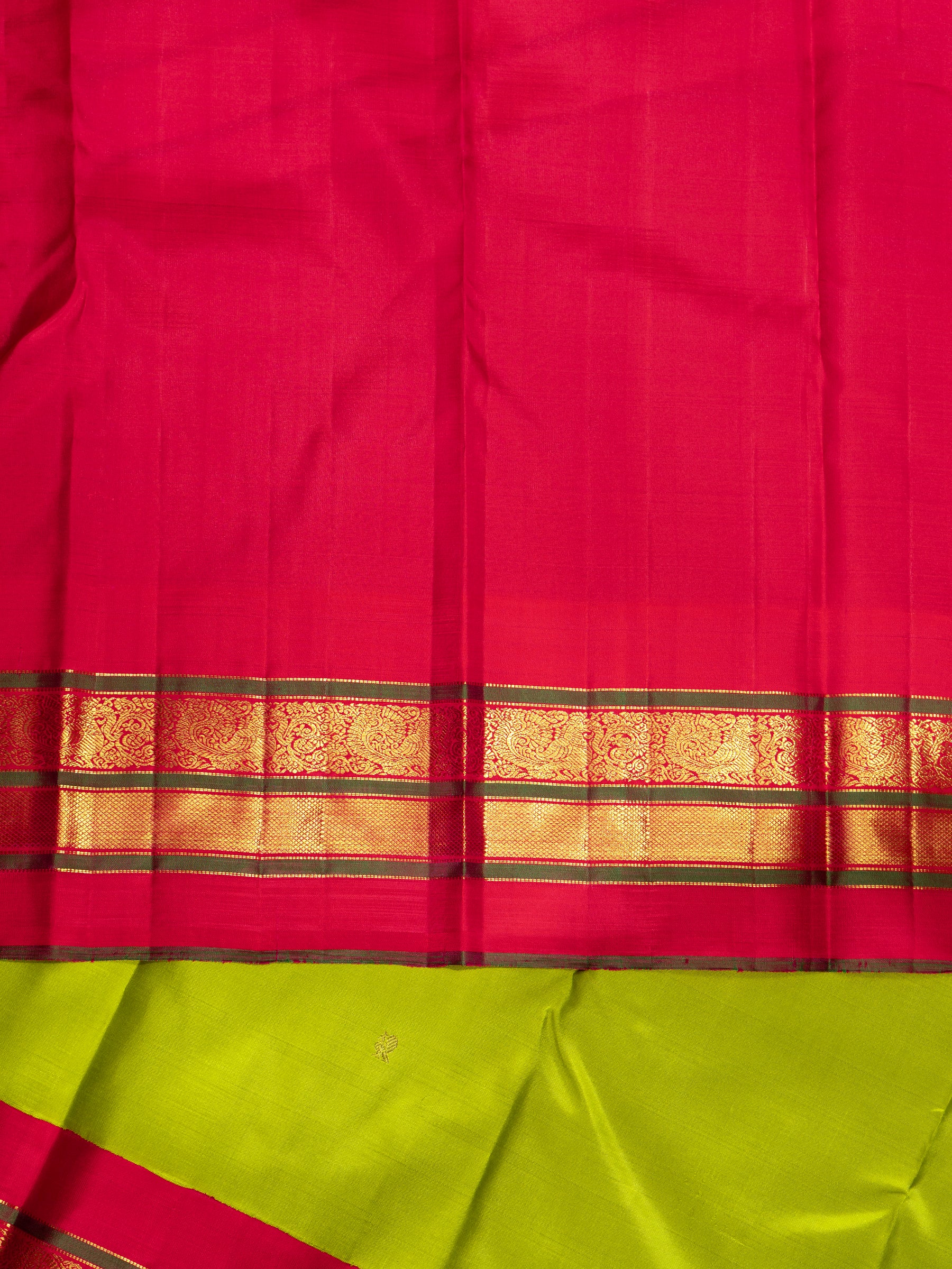 Green and pink varisapet border kai korvai / Kanjipuram silk Saree CLSA7750