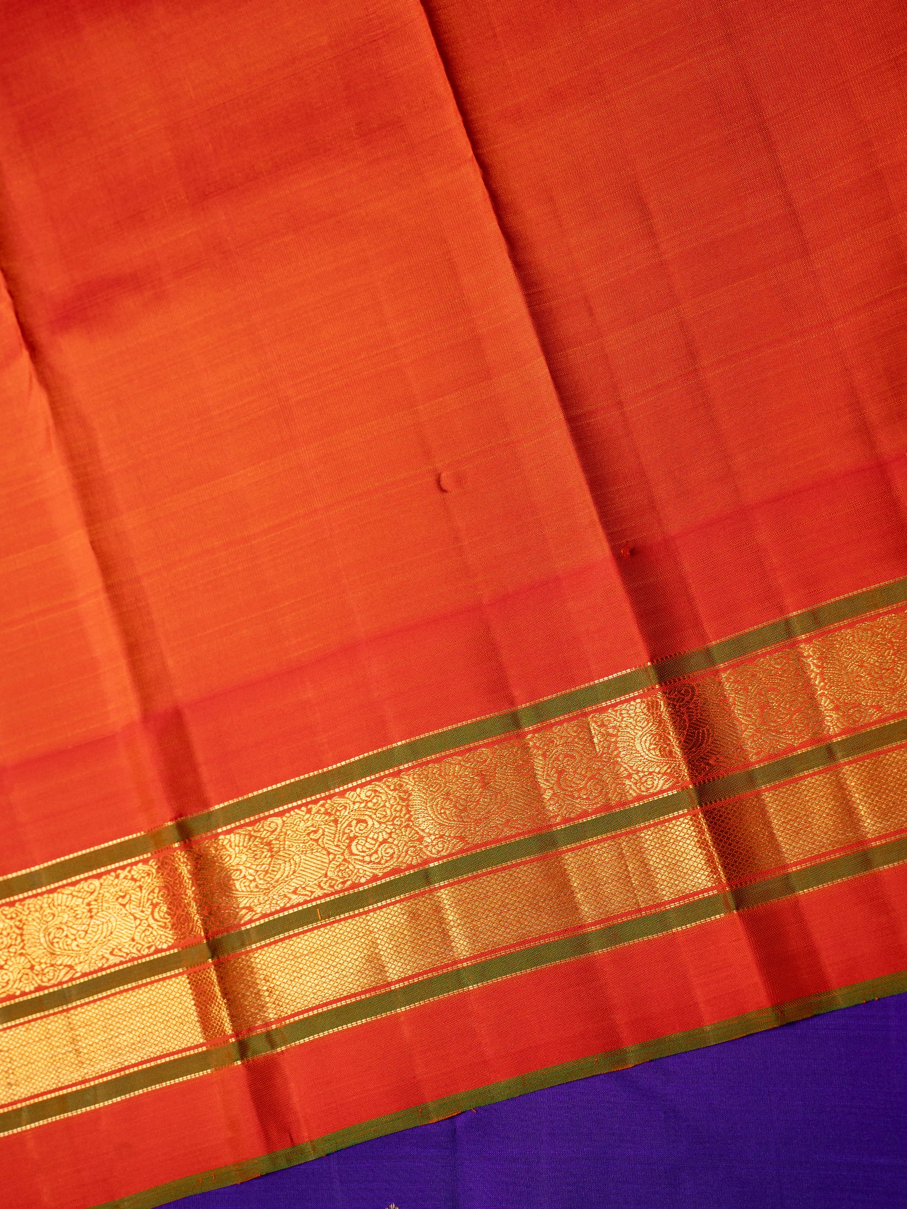 Purple with orange Korvai / Kanjipuram Silk Saree CLSA7754