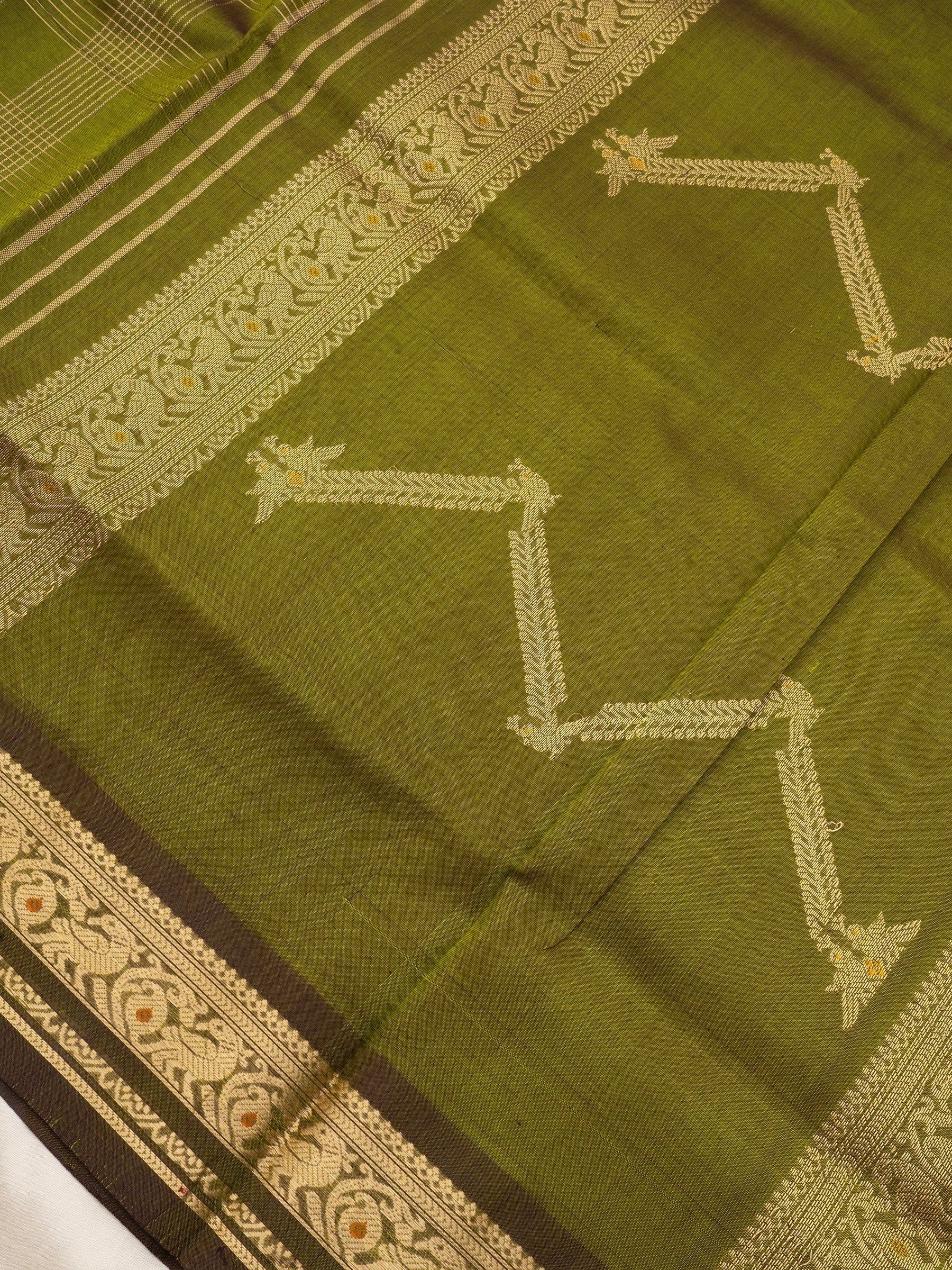Green vintage kattam / Silk Cotton Saree CLSA7988