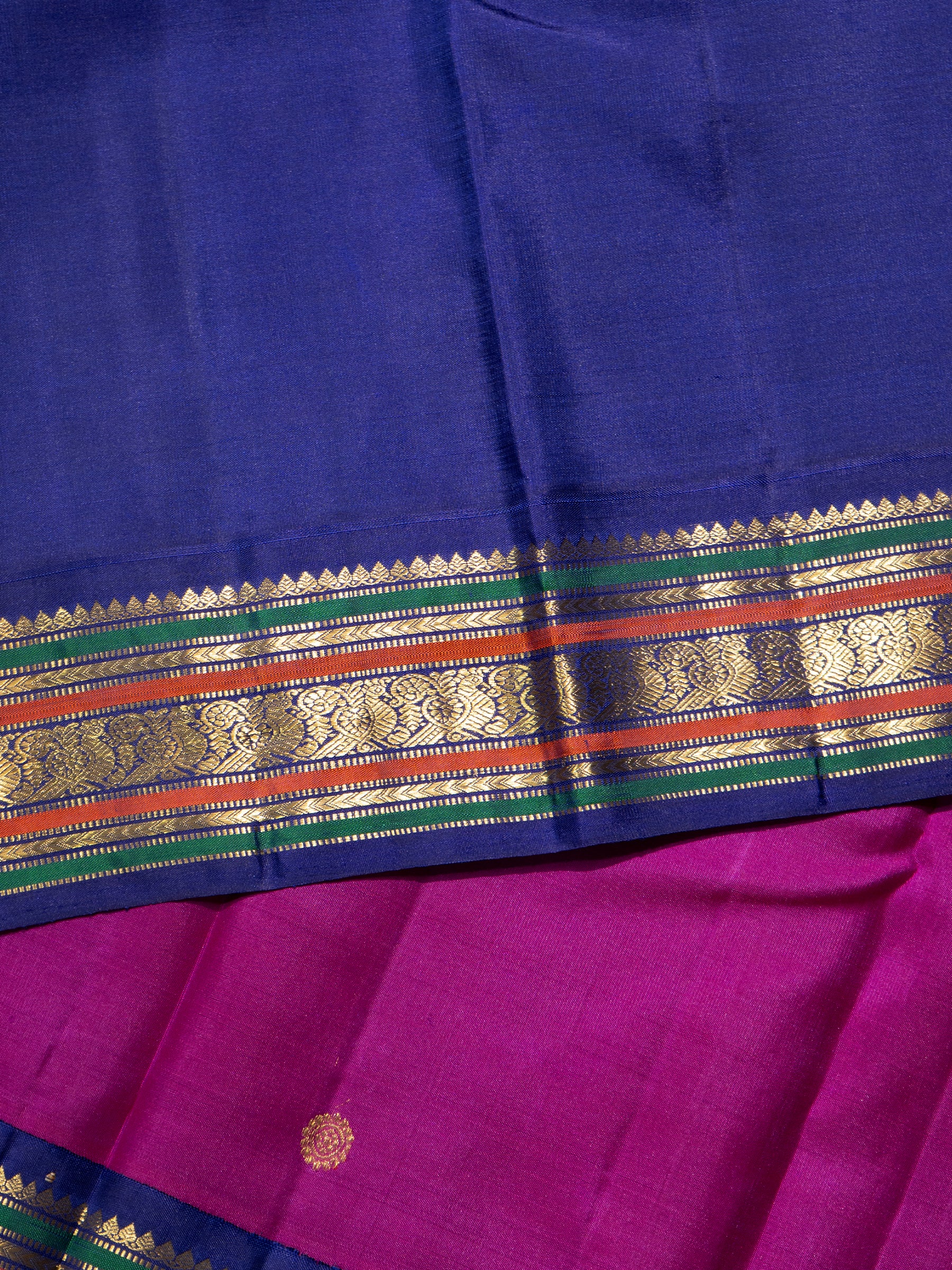 Vintage panner roja pink and mayilkazhuthu blue meenakari pallu / Kanjipuram Silk Saree CLSA8187
