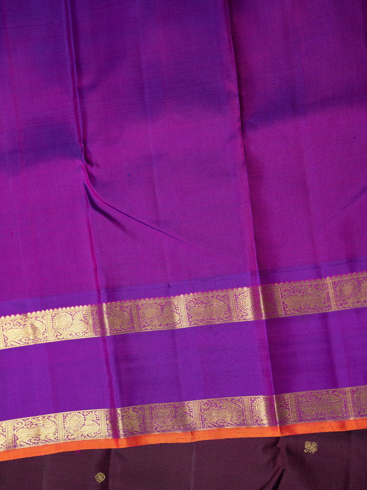 Brown and purple rettapet border kai korvai/ Kanjipuram Silk Saree CLSA8221