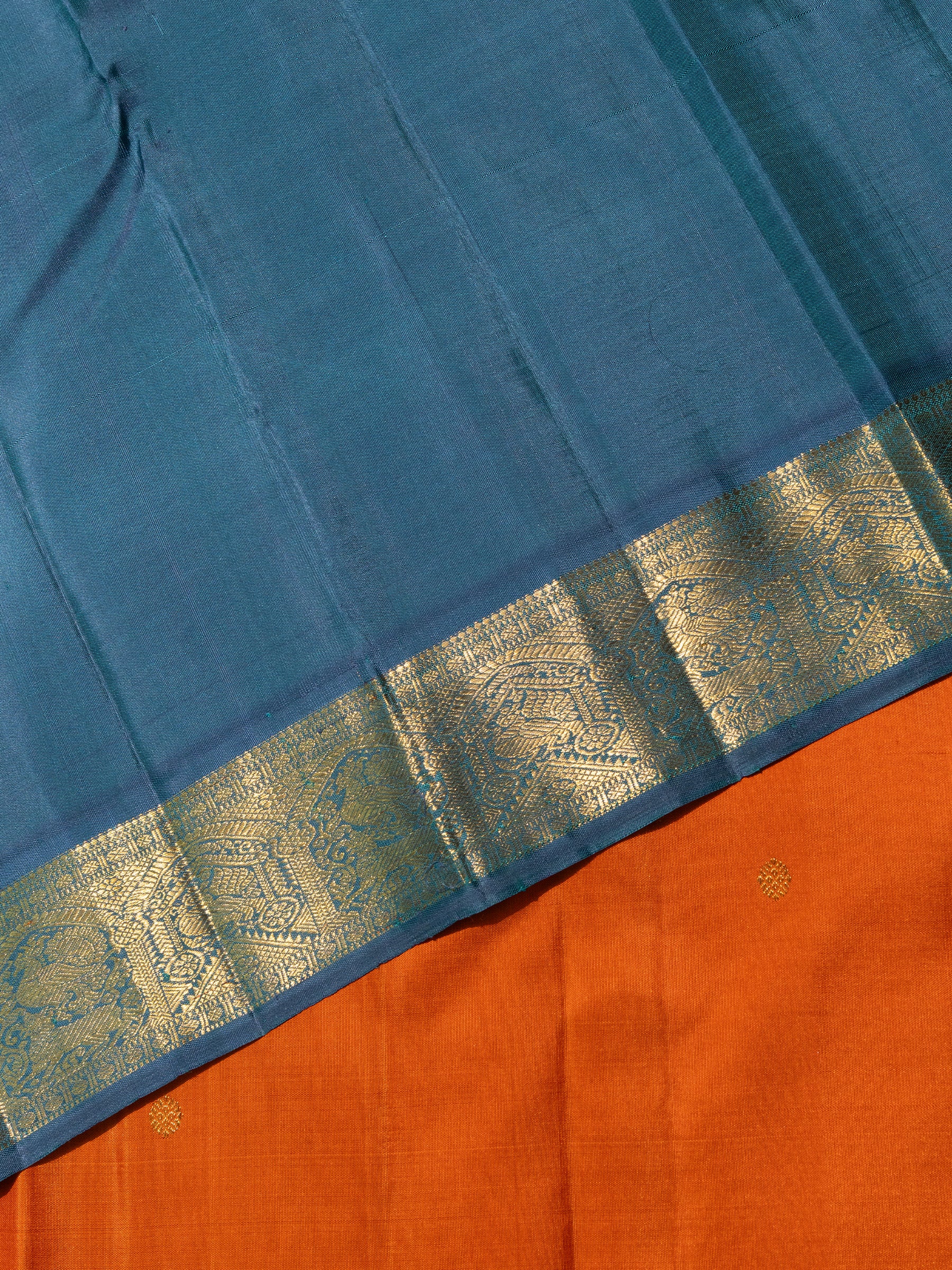 Rustic orange Korvai Kanjipuram Silk Saree CLSA8991