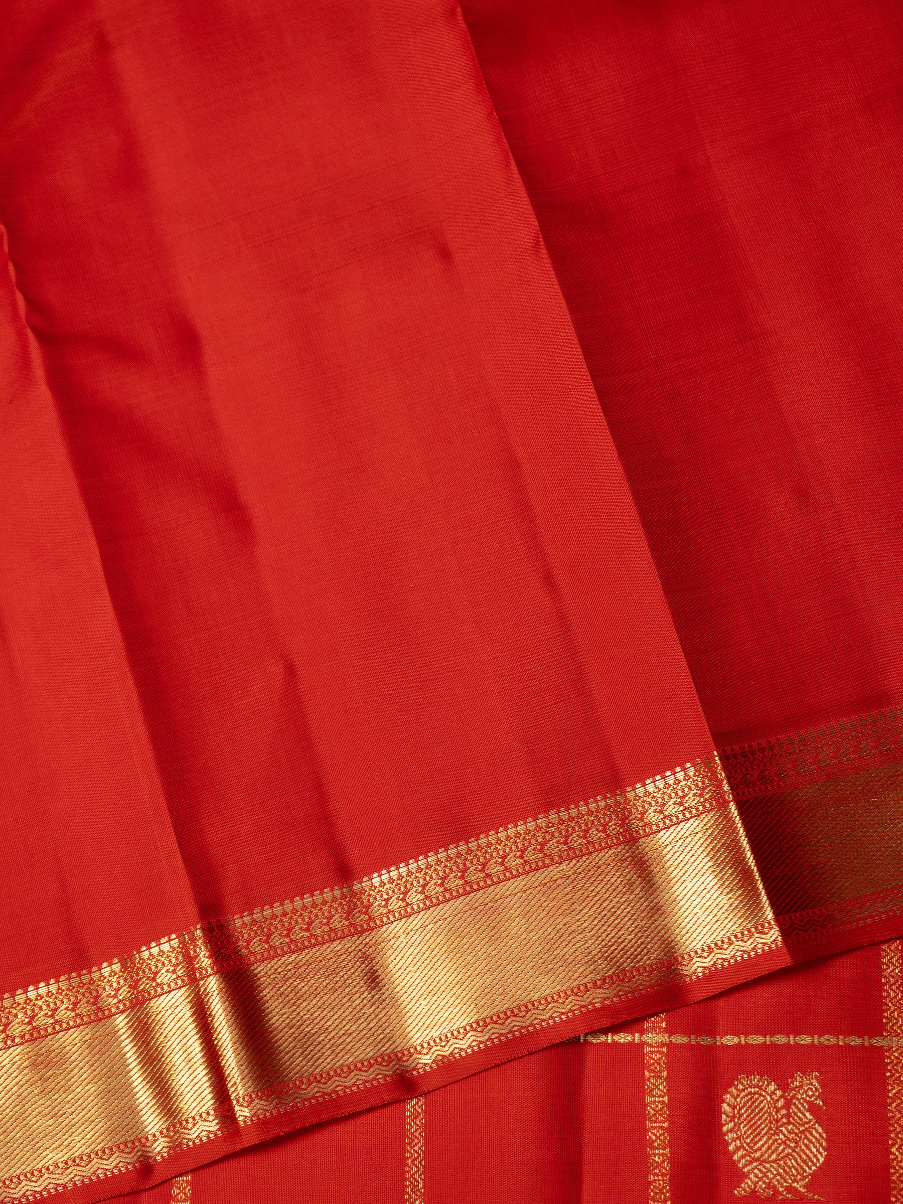 Deep rust orange Kanjipuram Silk Saree CLSA9009