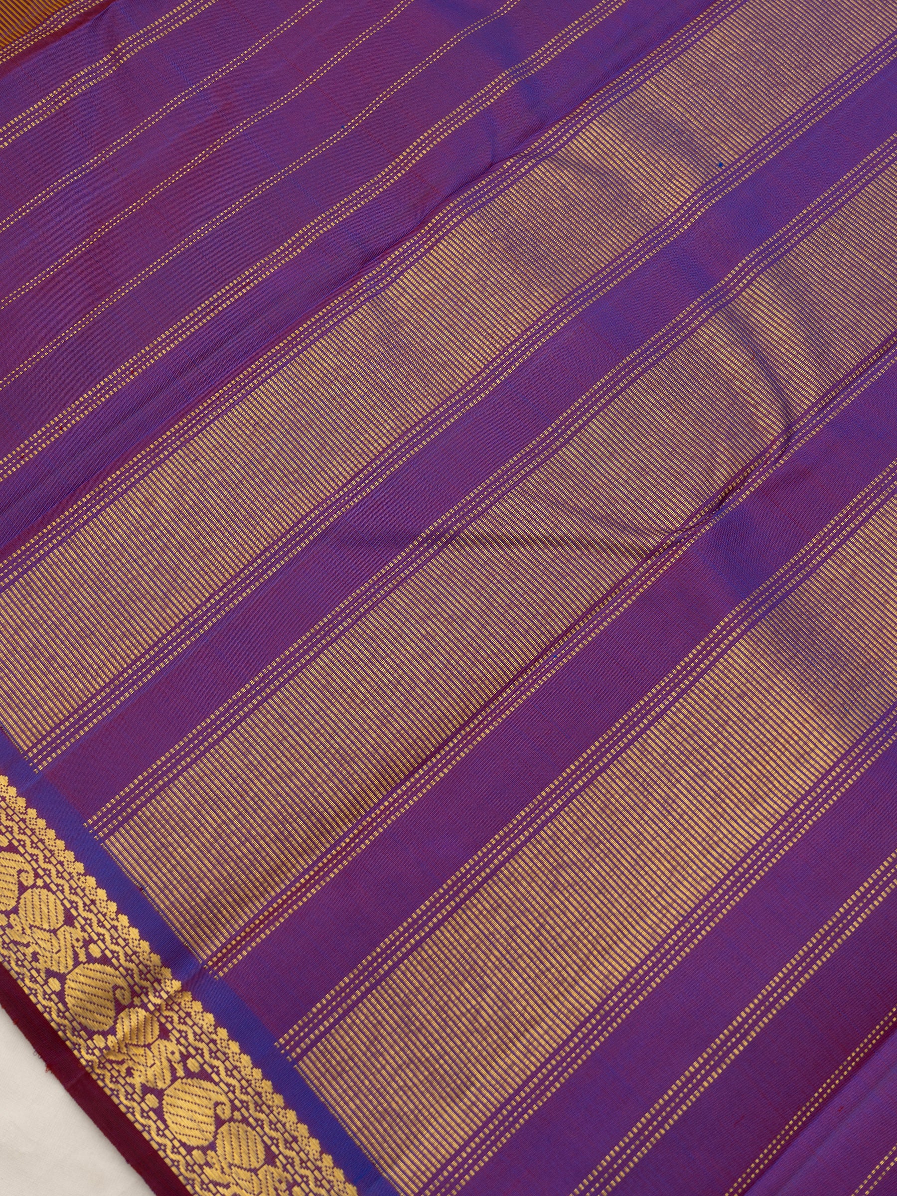 Mustard and purple small border / Arani Silk Saree CLSA9026