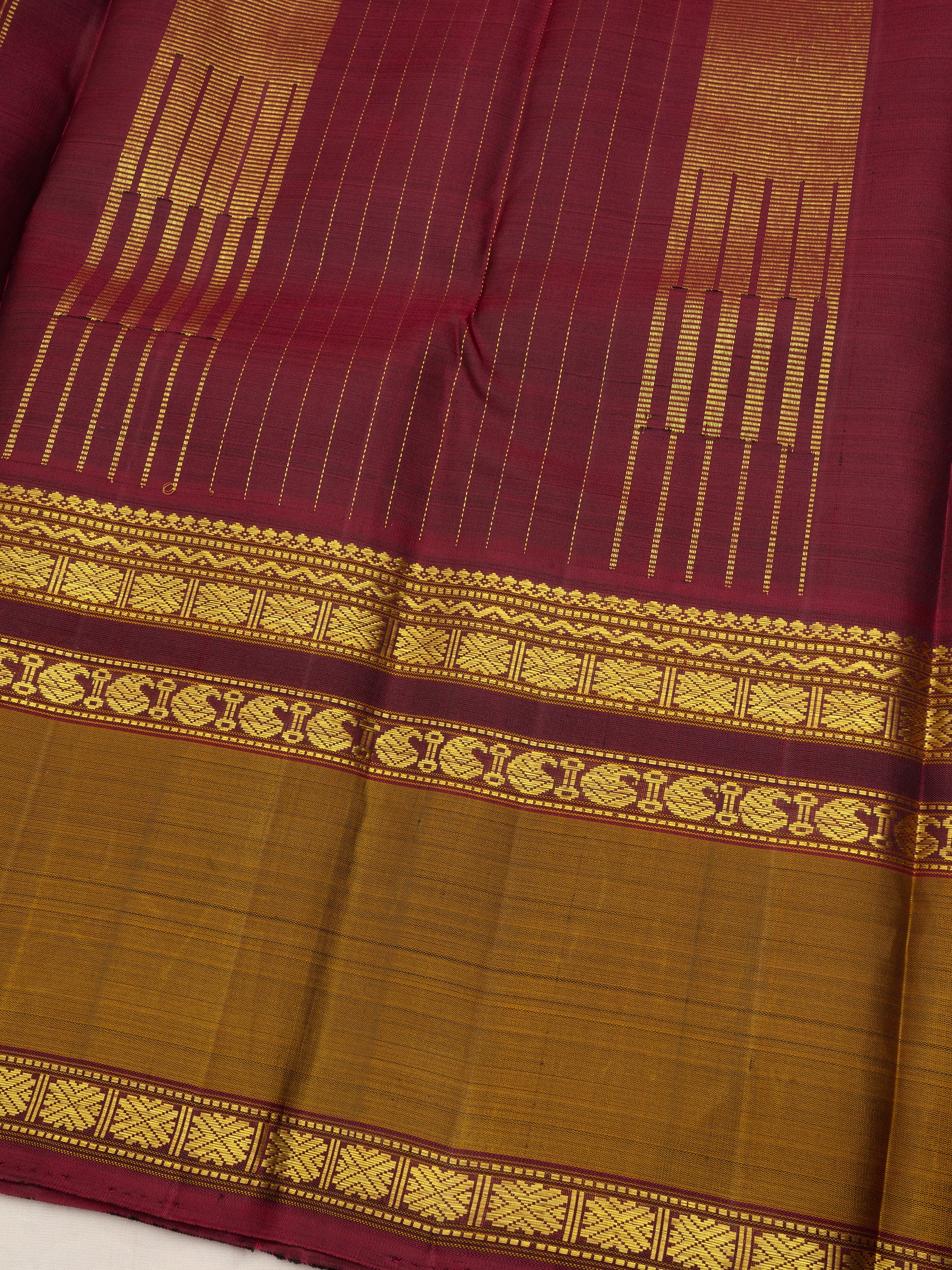 Green and mustard border / Arani Silk Saree CLSA9042