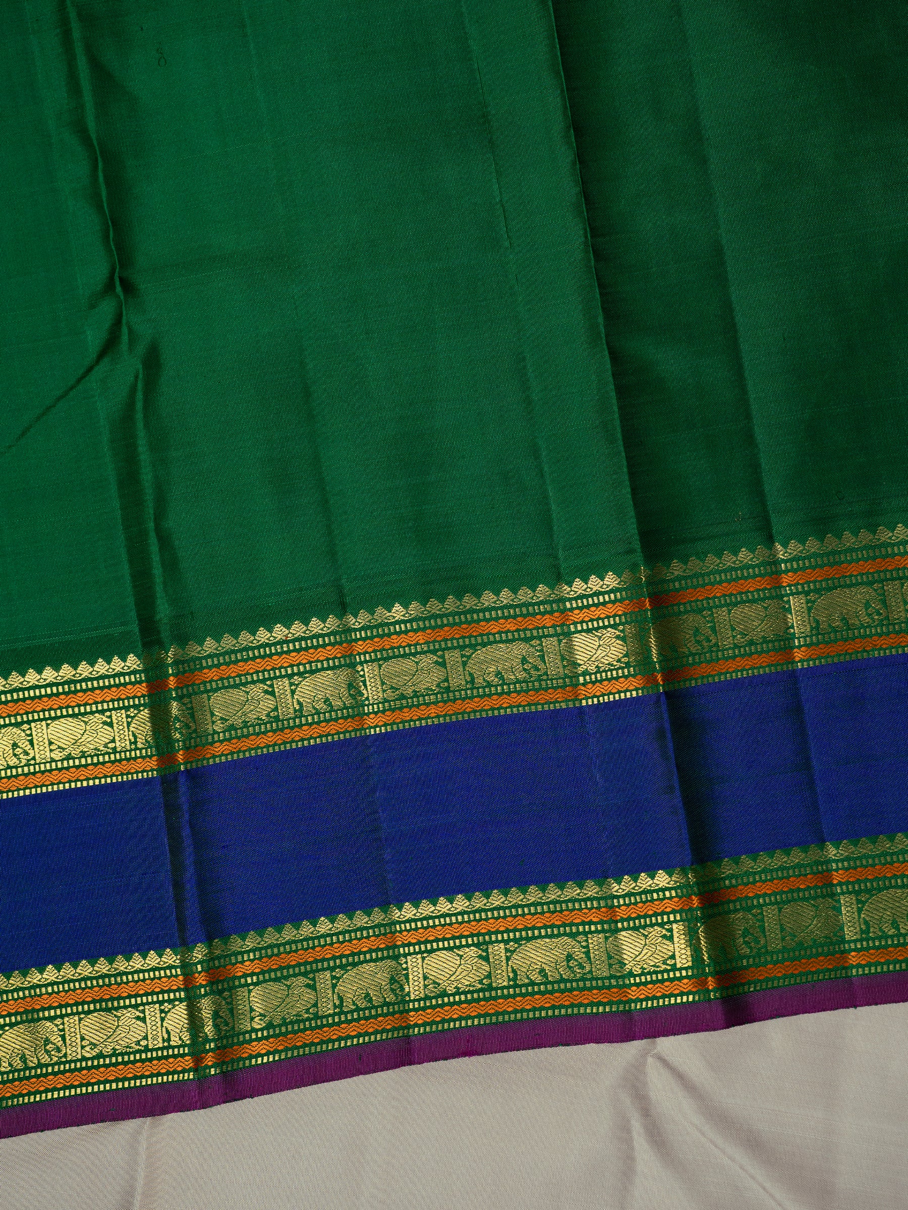 Beige retta pet Korvai Kanjipuram Silk Saree CLSA9483