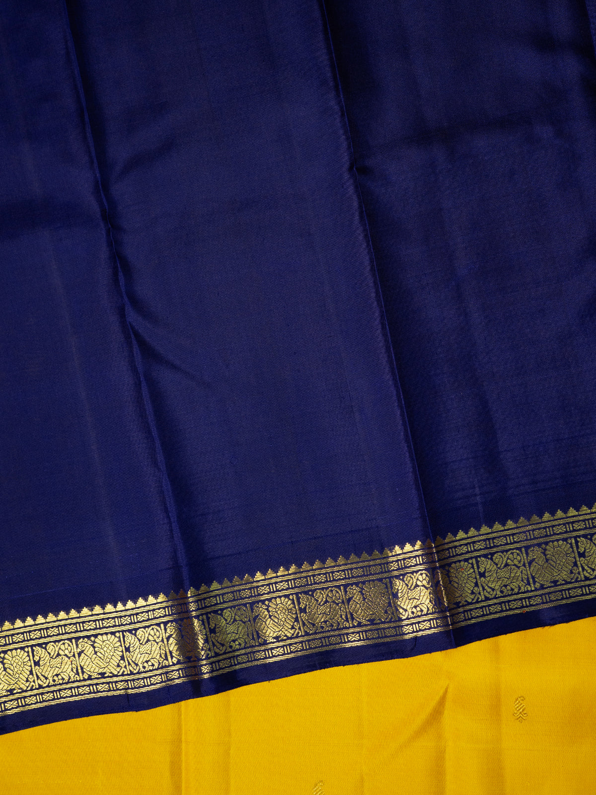 Yellow and blue Korvai /Kanjipuram Silk Saree CLSA9500