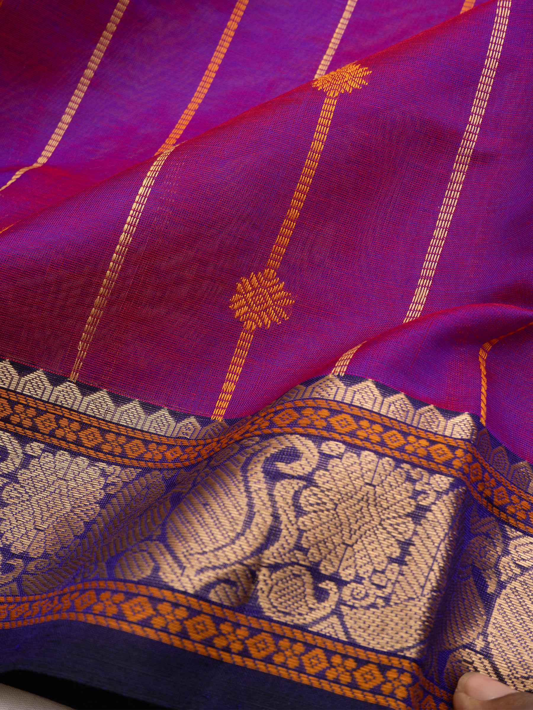 Vadamalli shot orange stripes with butta / Silk Cotton CLSA9540