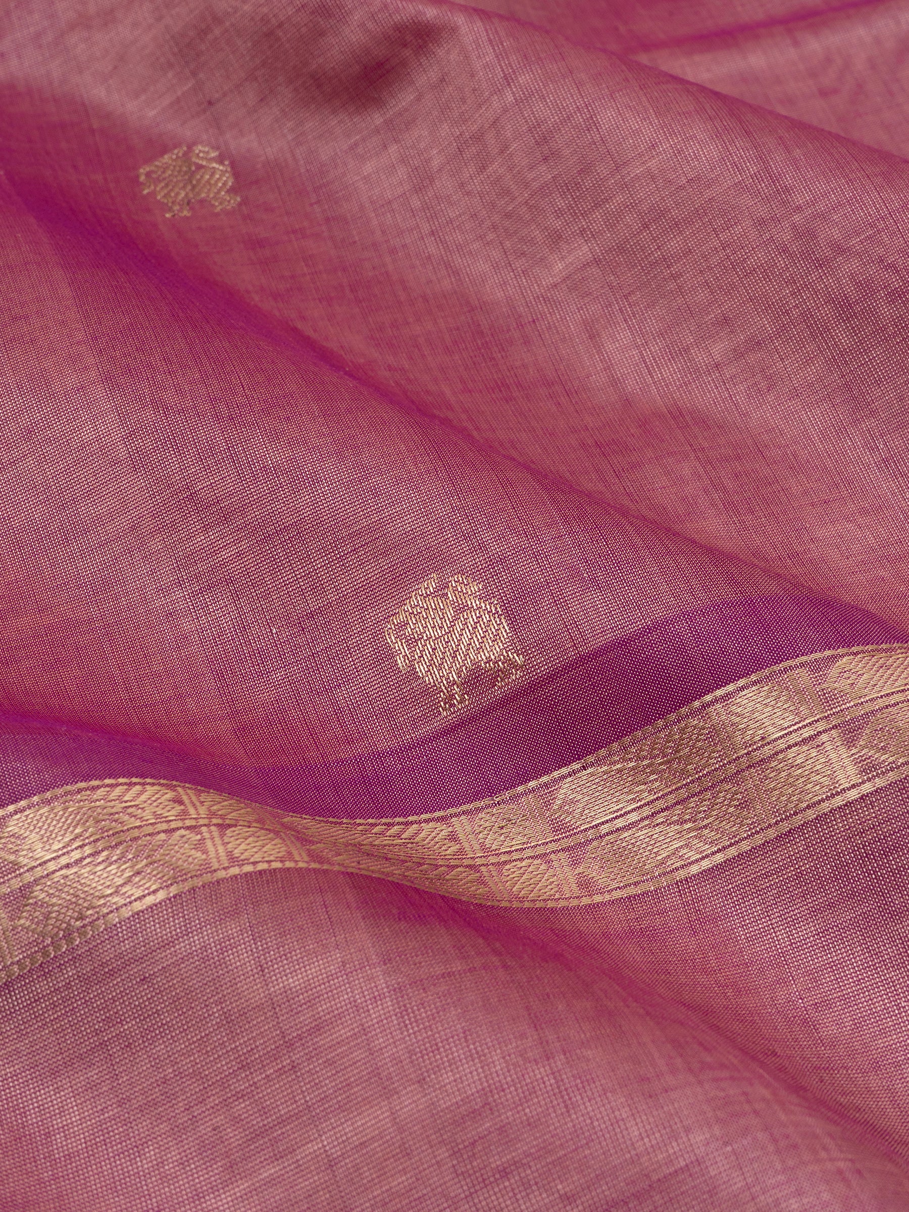 Onion pink rettapet border/ Silk Cotton Saree CLSA9678