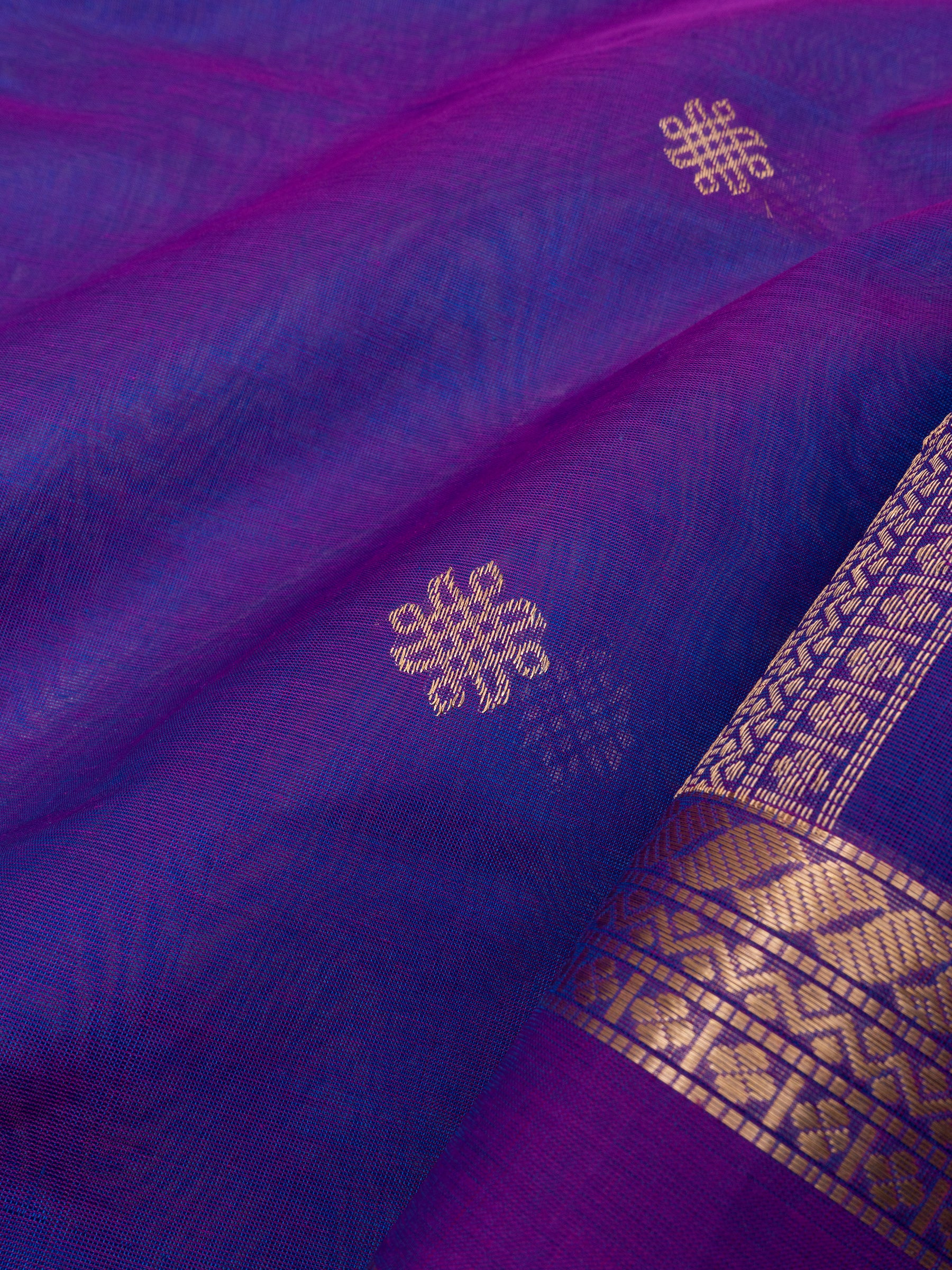 Bluish purple border yazhi butta / Silk Cotton Saree CLSA9690