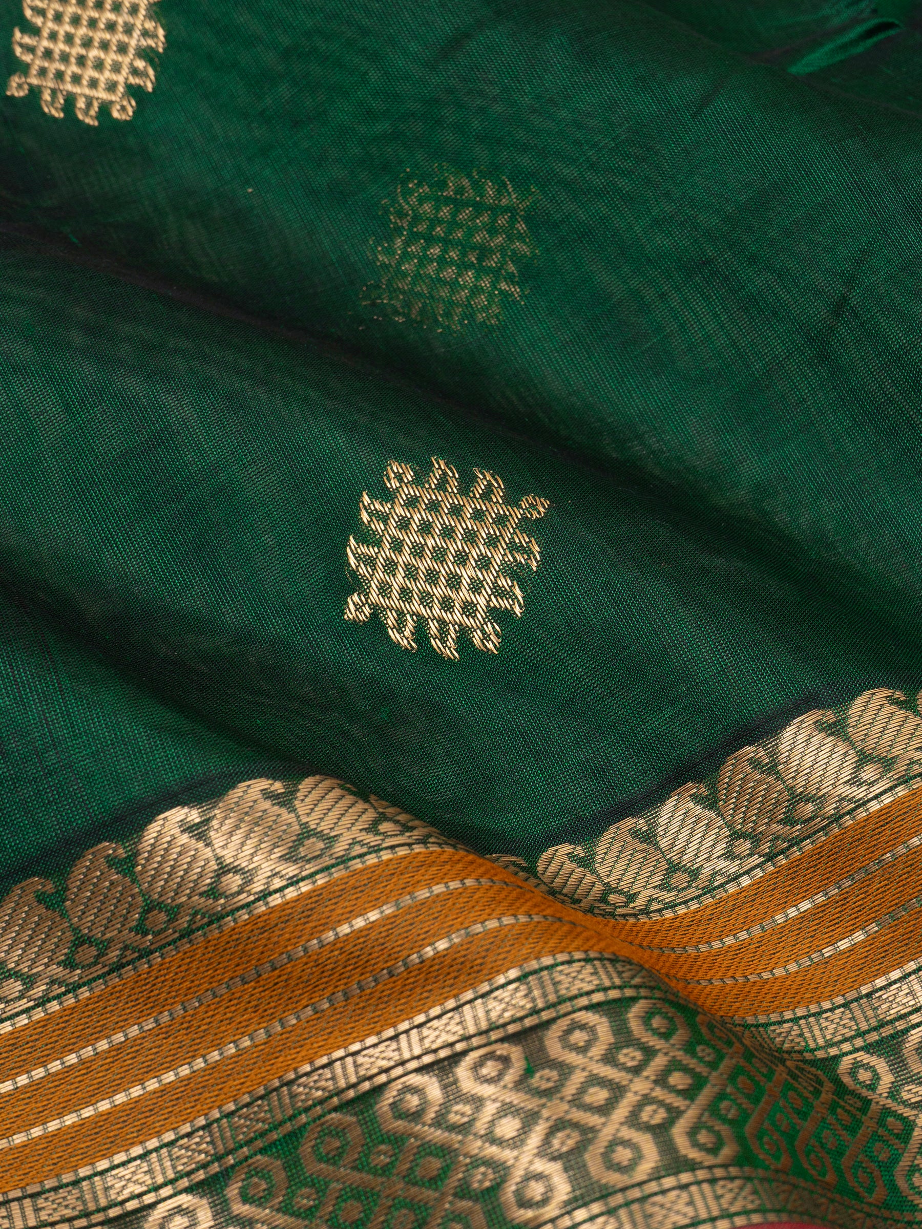 Green kolam butta / Silk Cotton Saree CLSA9707