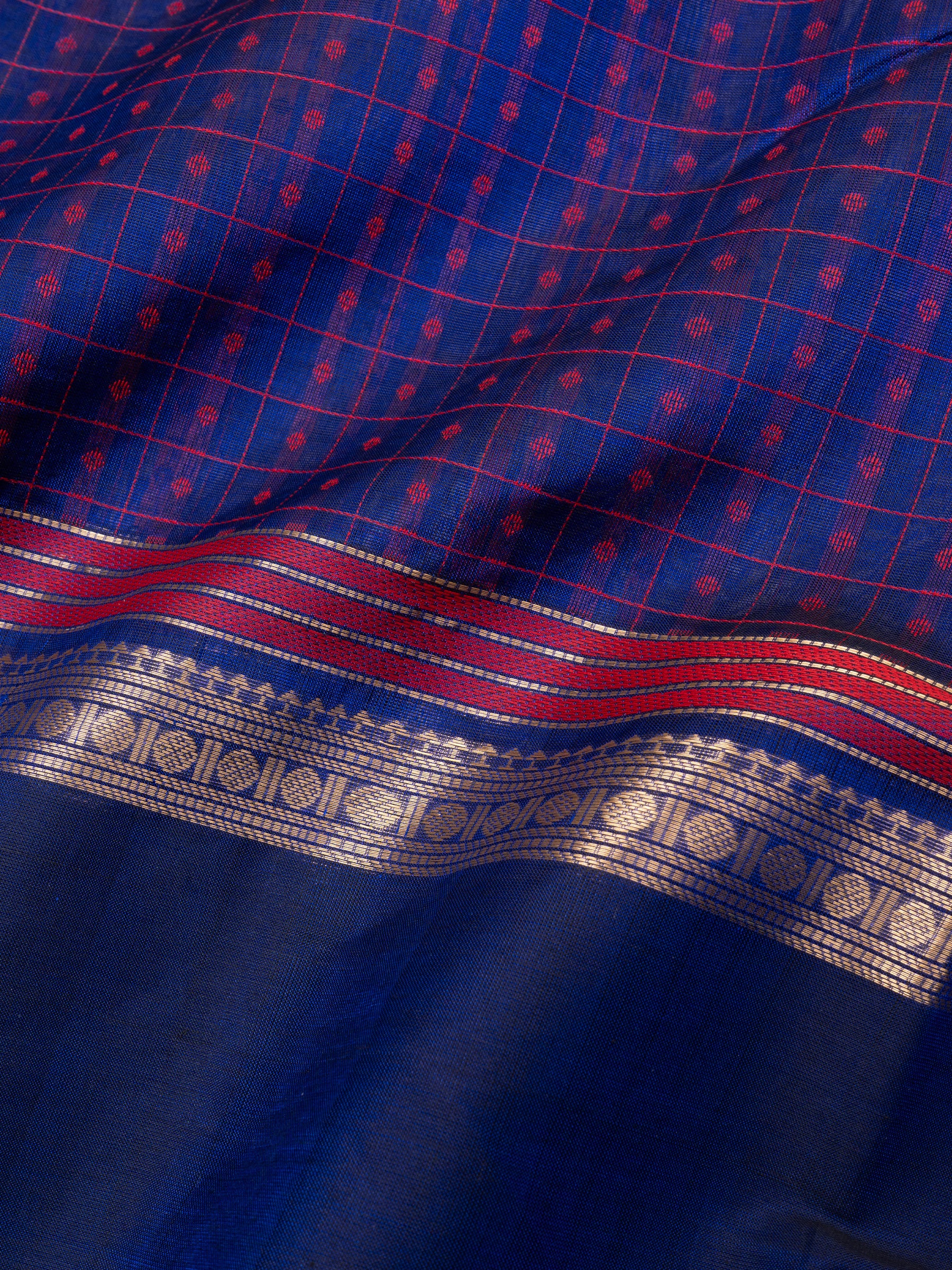 Royal blue rettapet border/ Silk Cotton Saree CLSA9723