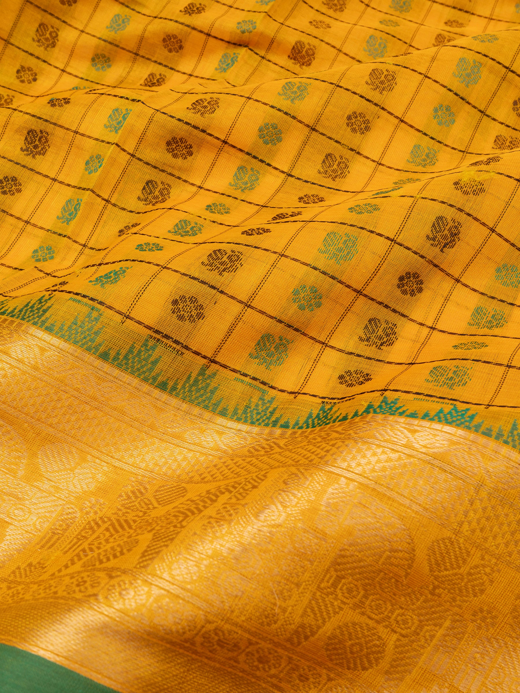 Yellow kattam butta / Silk Cotton Saree CLSA9728