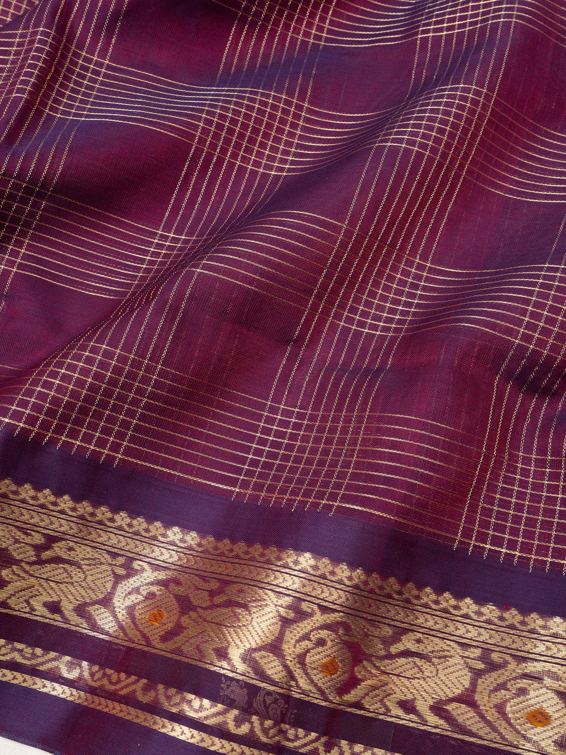 Deep purple vintage kattam / Silk Cotton Saree CLSA9741