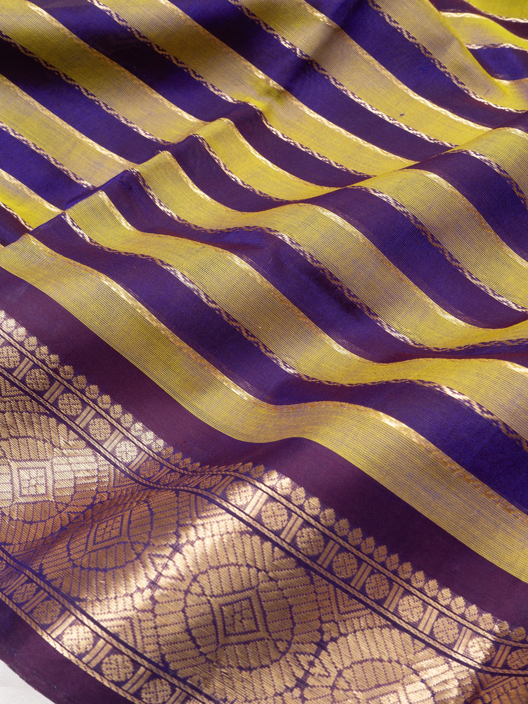 Mustard and purple veldhari / Silk Cotton Saree CLSA9742