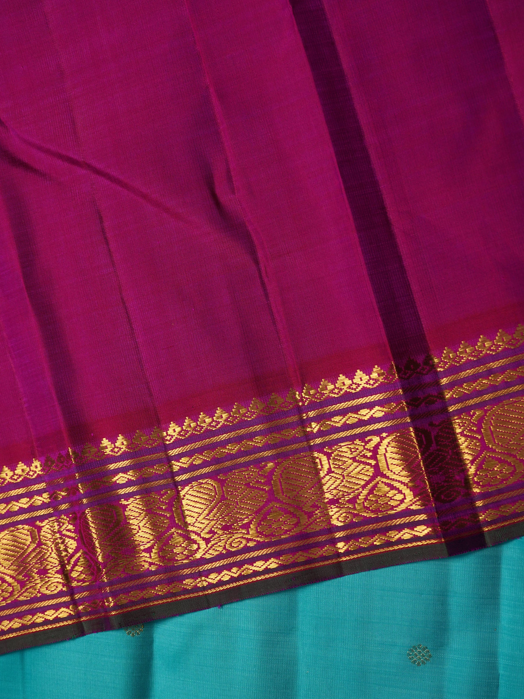 Aqua blue Korvai pure Kanjipuram Silk Saree CLSA9507