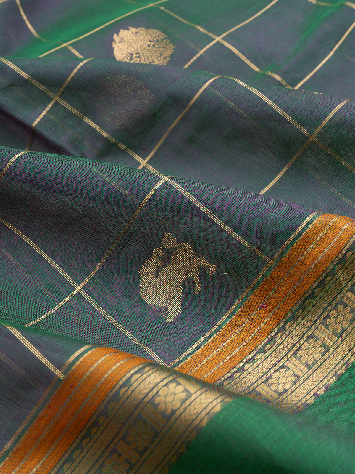 Blue shot green  multi butta kattam/ Silk Cotton Saree CLSA6833