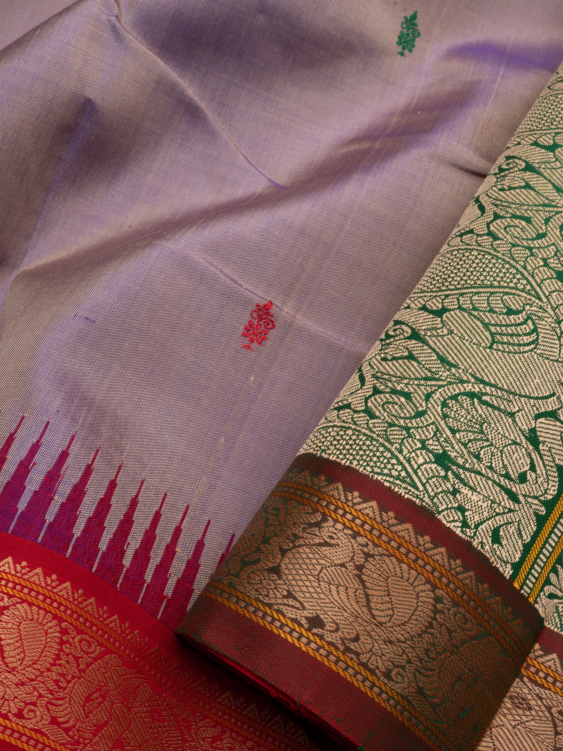 Greyish purple ganga jamuna border and double color pallu/special edition kanjipuram silk CLSA3970