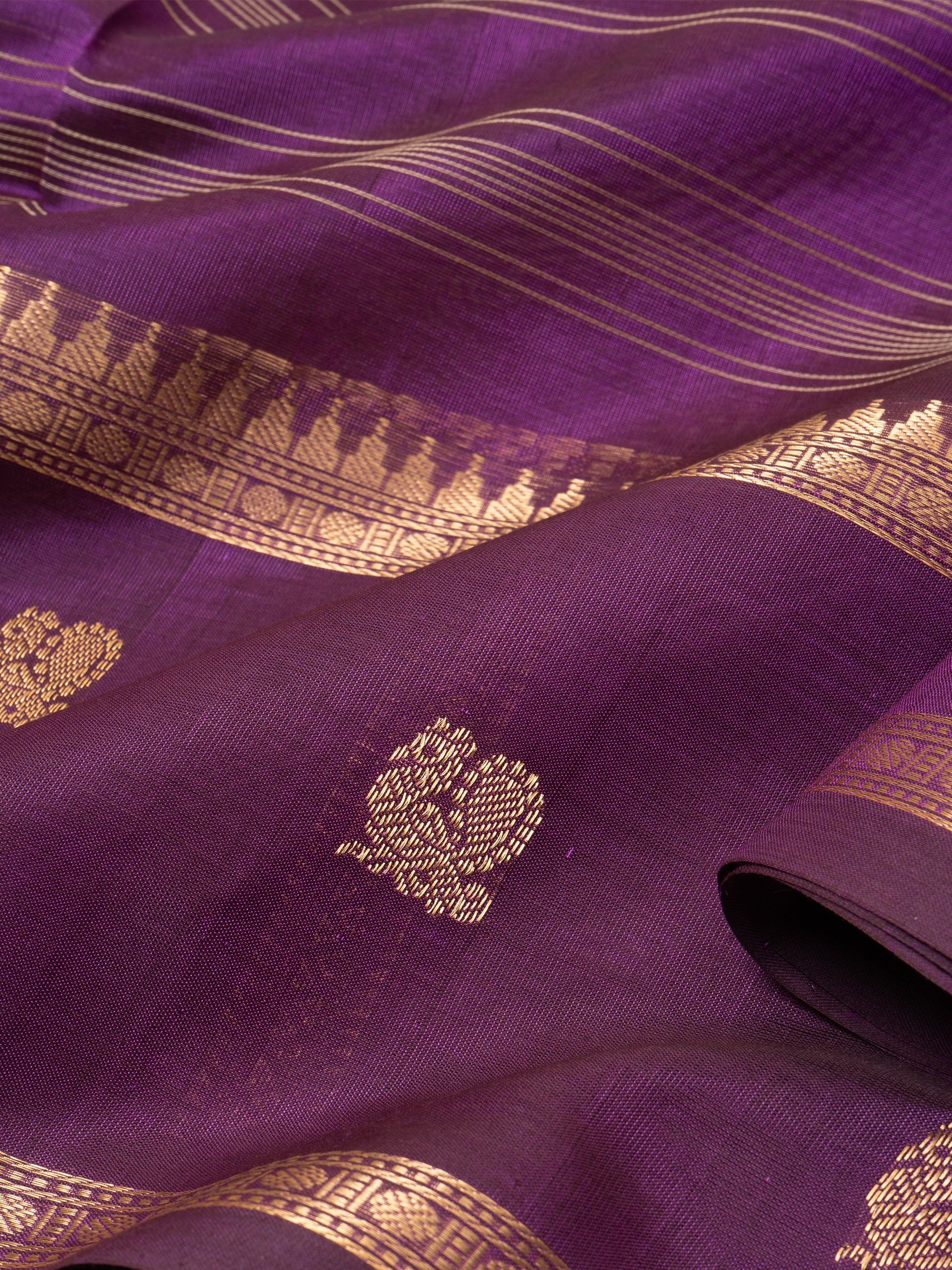 Purple border butta / Silk Cotton