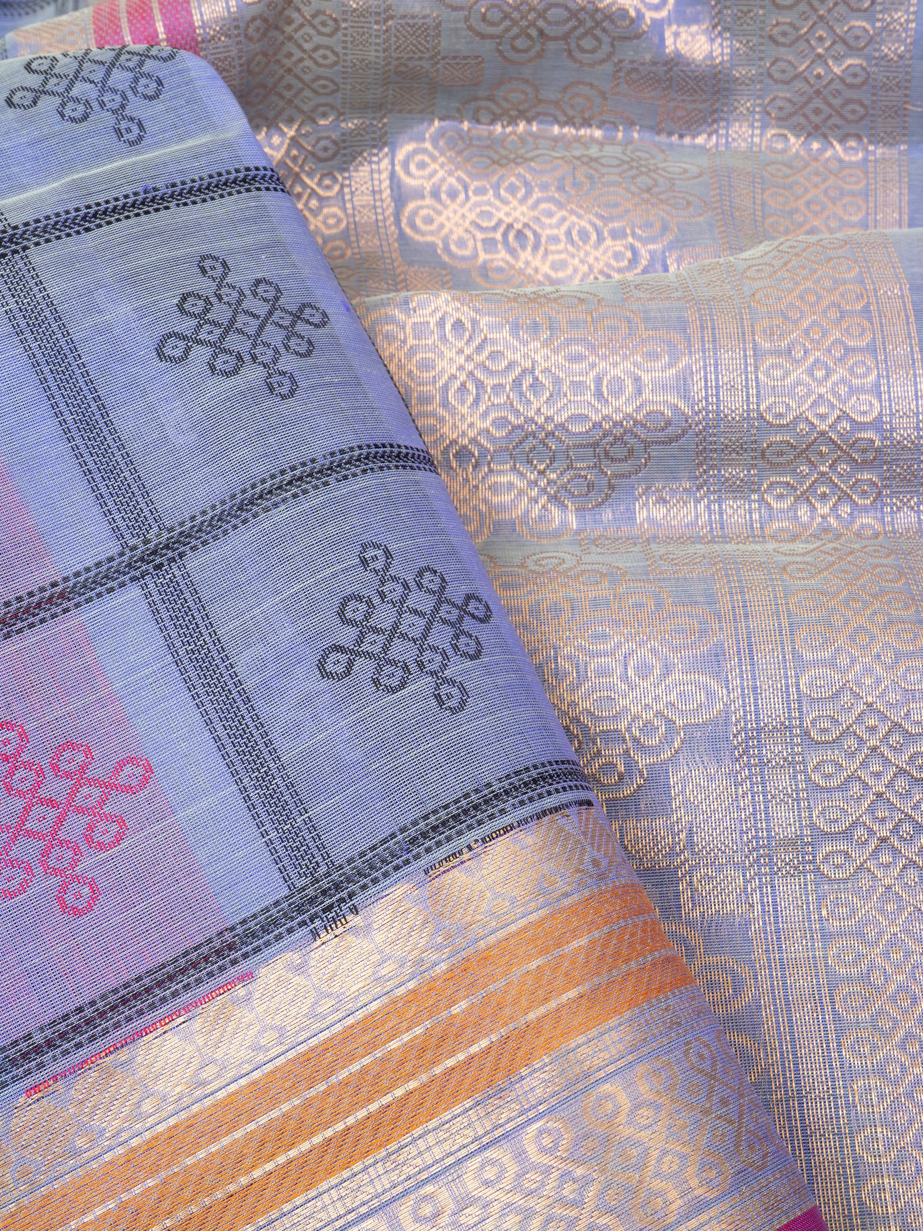 Pastel lavender kattam kolam butta/ Silk Cotton