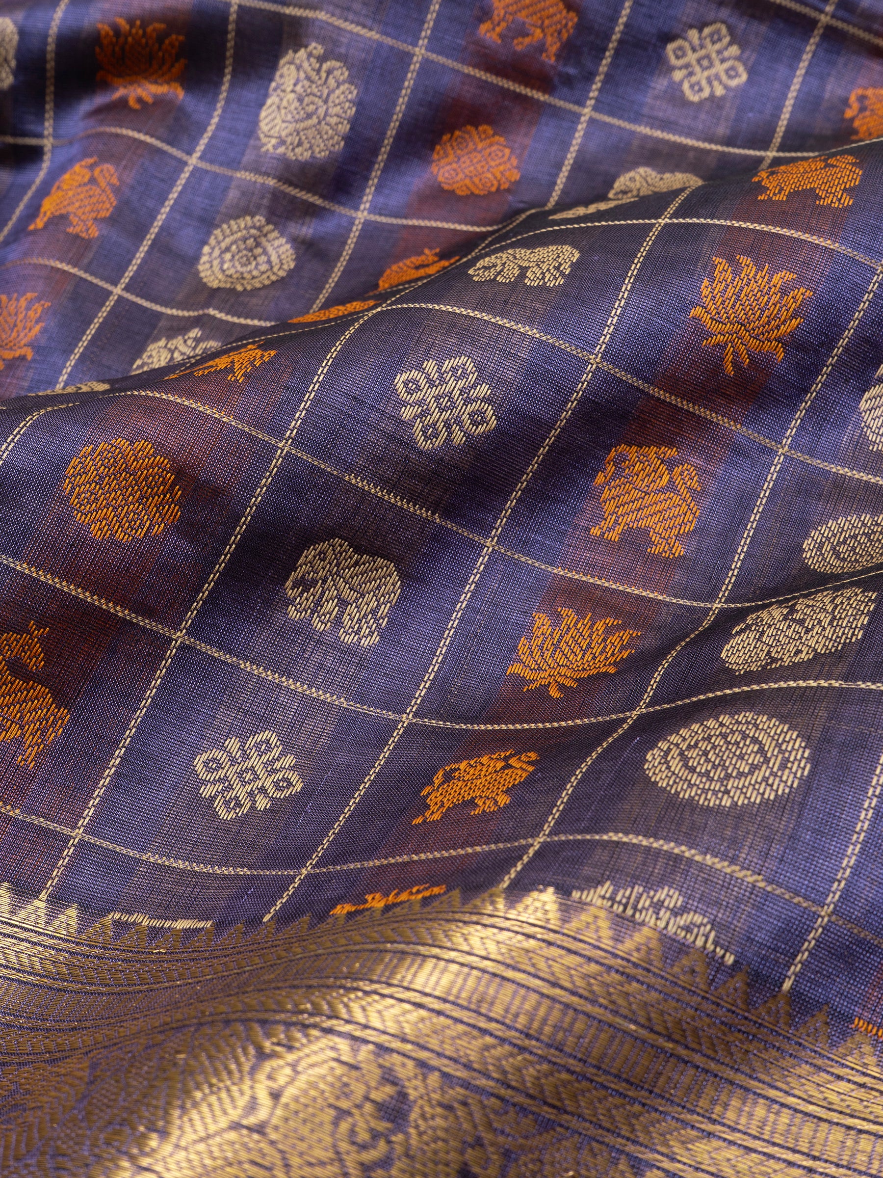 Lavender kattam multi butta / Silk Cotton Saree CLSA6649