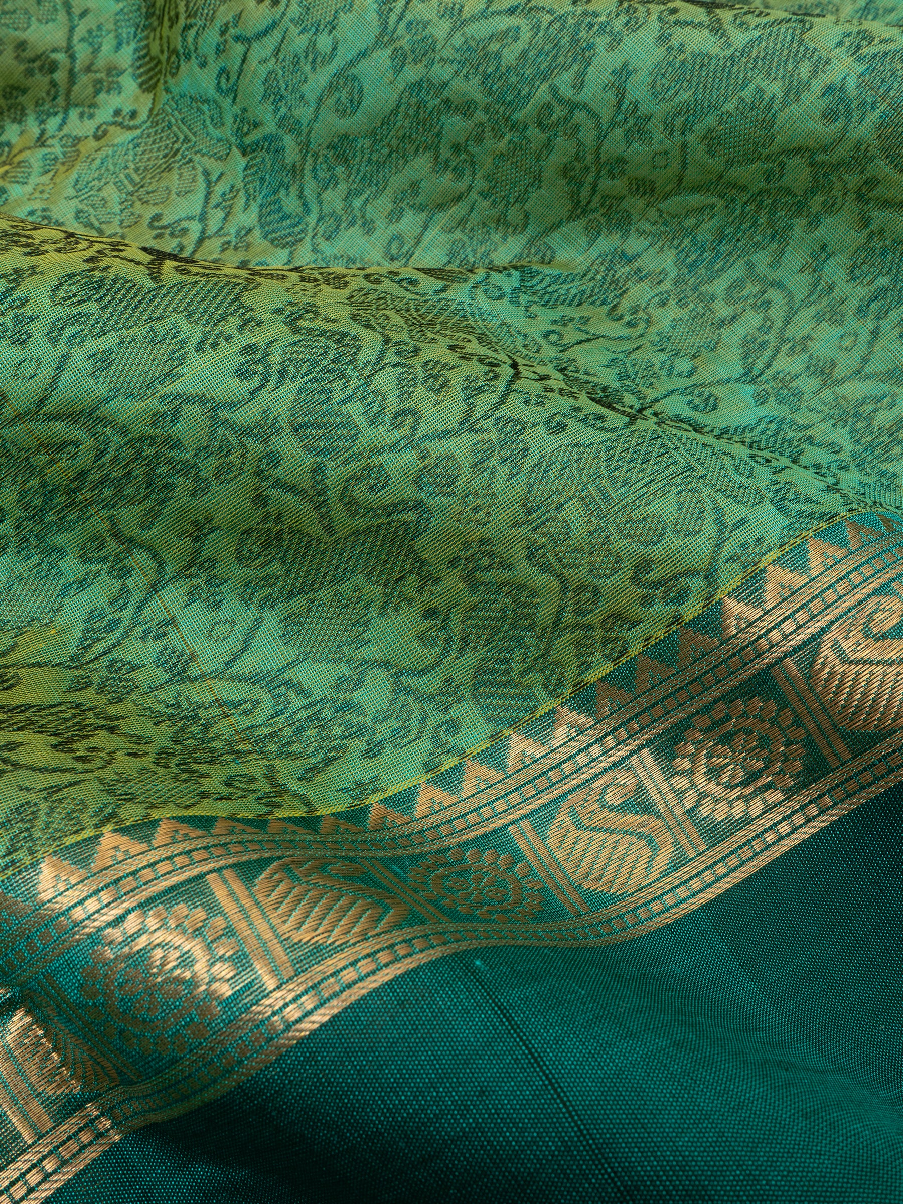 Green vanasingaram rettapet border/ Silk Cotton Saree CLSA6655