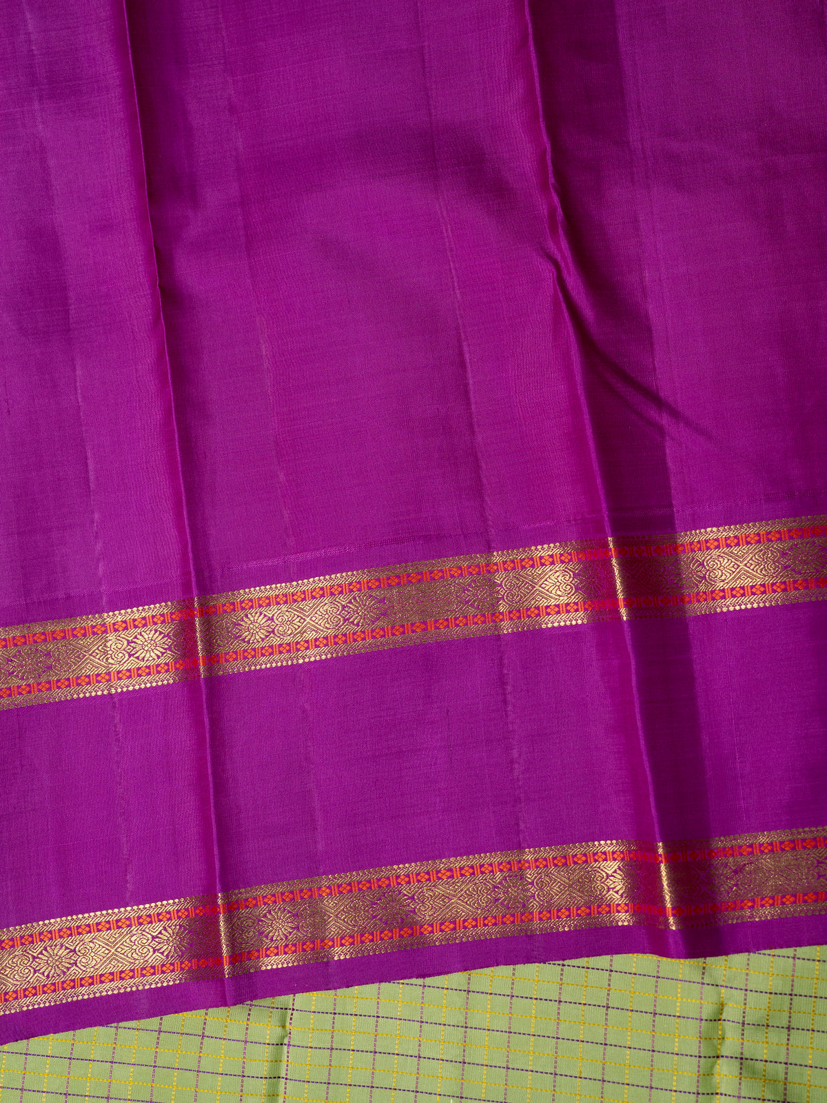 Pista green vintage kattam pink rettapet border kai korvai/ Kanjipuram Silk Saree CLSA