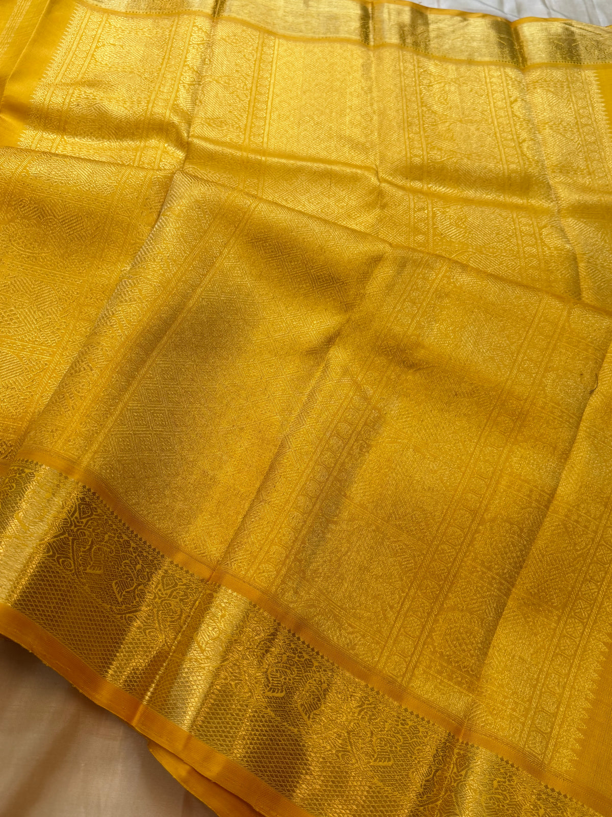 Golden mustard  Vairaoosi / pure Zari Kanjipuram silk