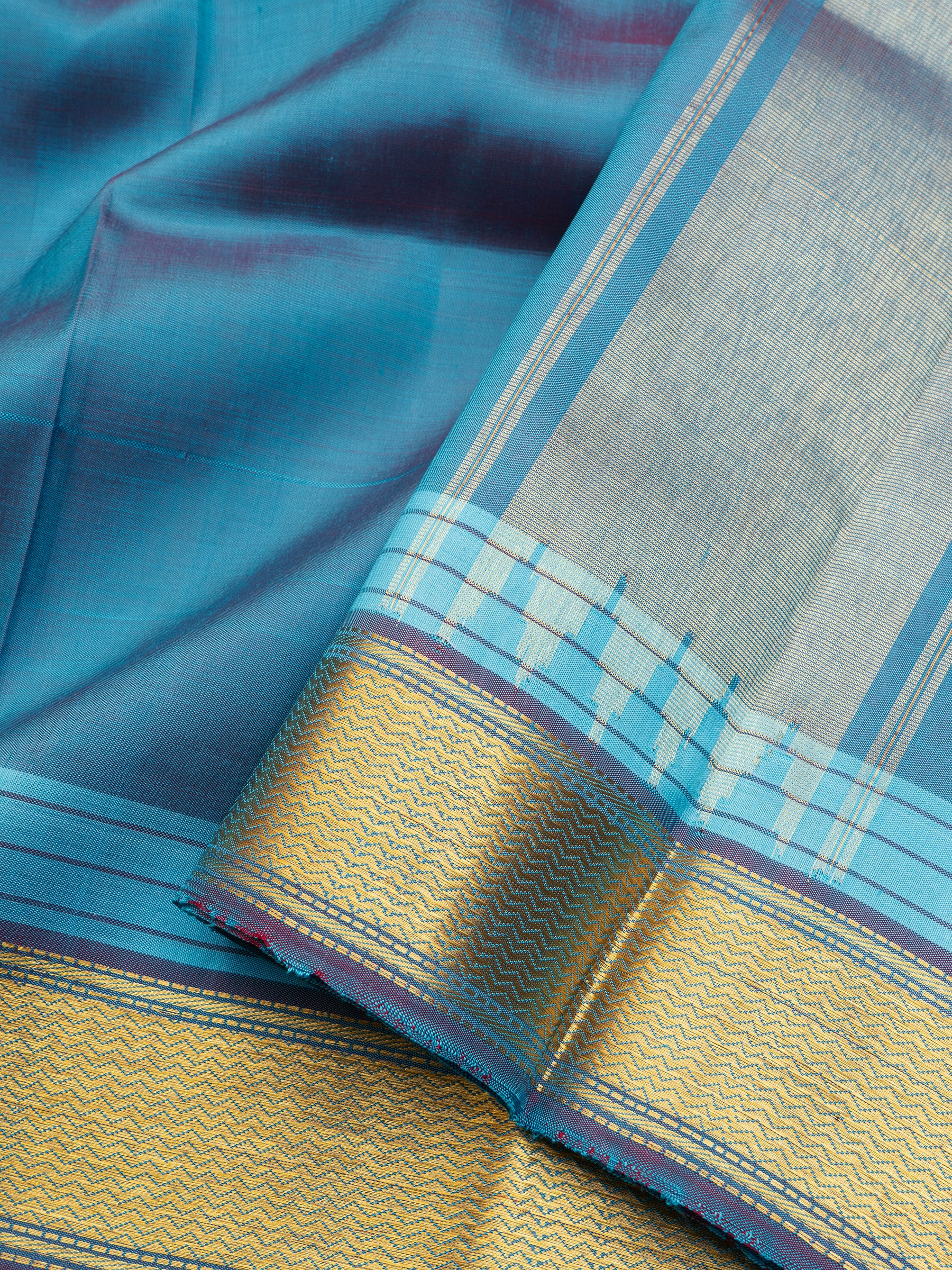Teal blue benaras border / Arani Silk Saree CLSA10833
