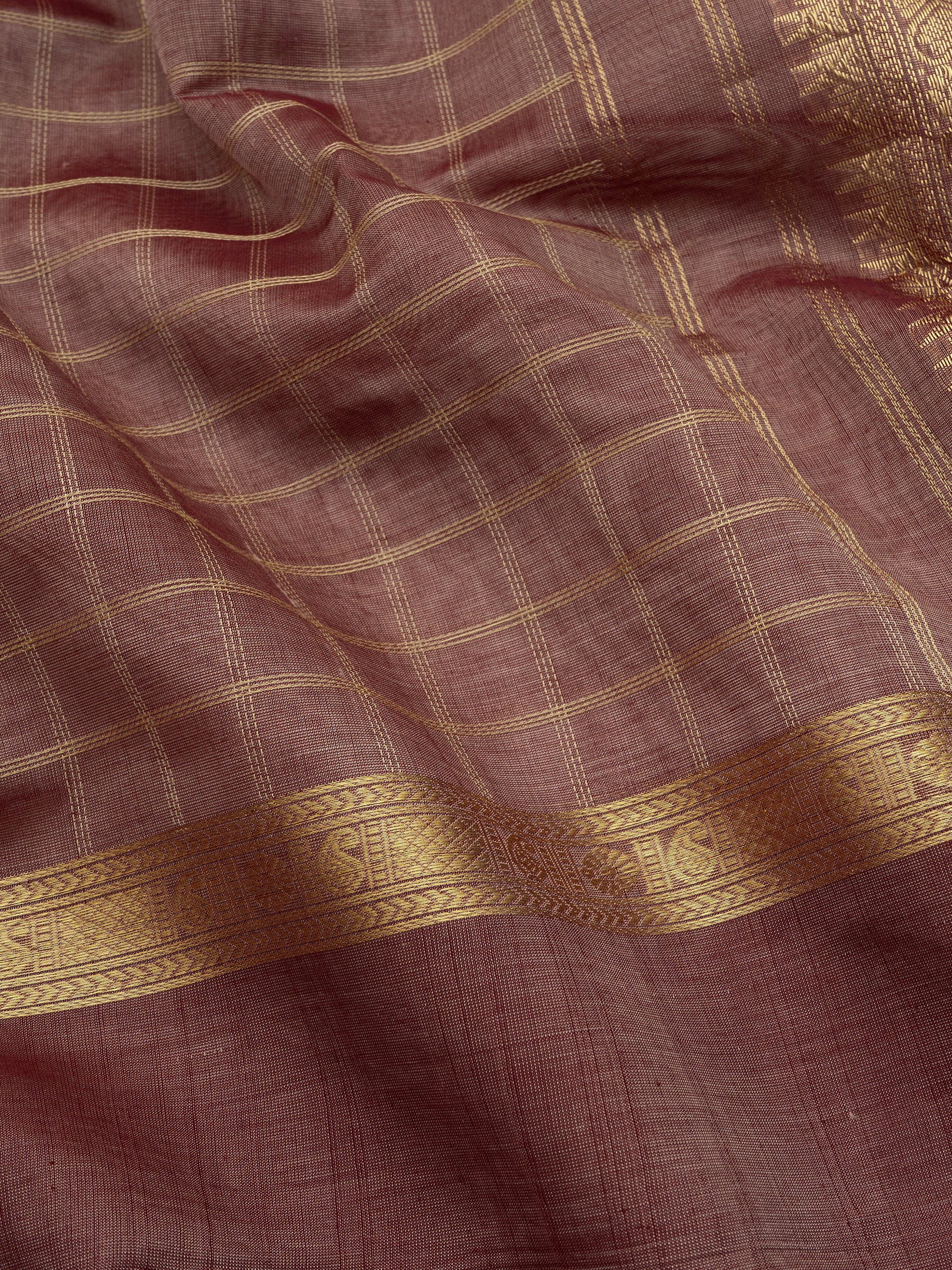 Mauve kattam rettapet border/ Silk Cotton Saree CLSA1430