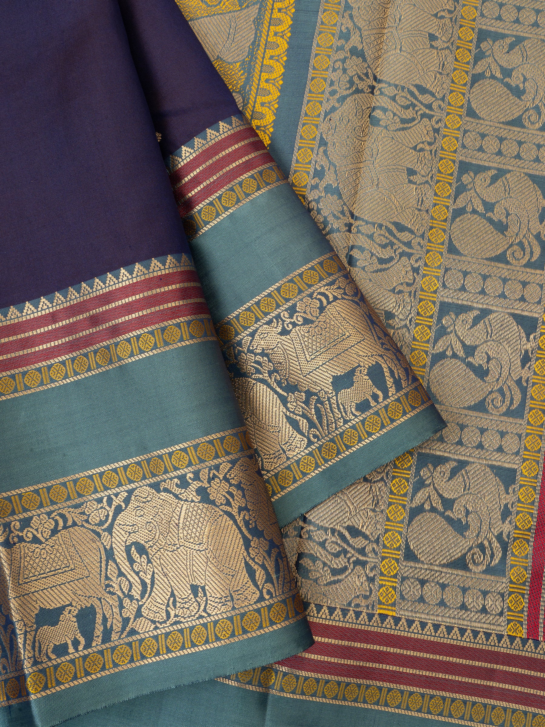 Deep blue and rama blue unique pallu / special edition kanjipuram silk CLSA6949