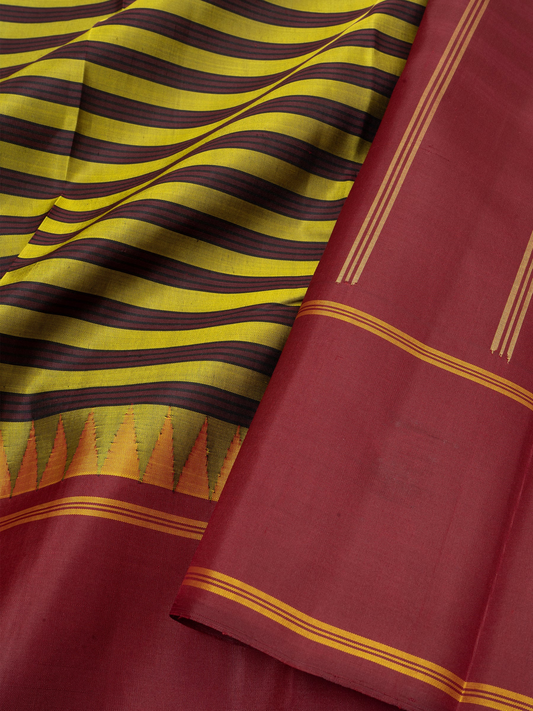 Vintage stripes brown/black and green / Arani silk CLSA2529