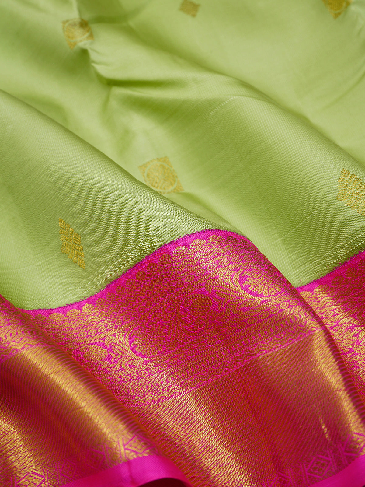 Light green and pink kai korvai/ Arani Silk Saree CLSA2587