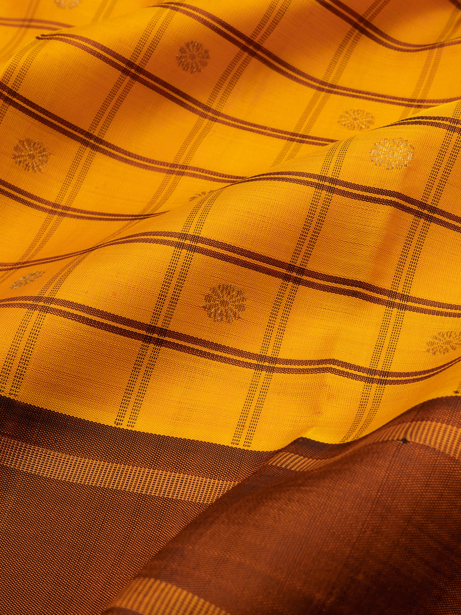 Yellow and rustic kattam /Kanjipuram Silk Saree CLSA348