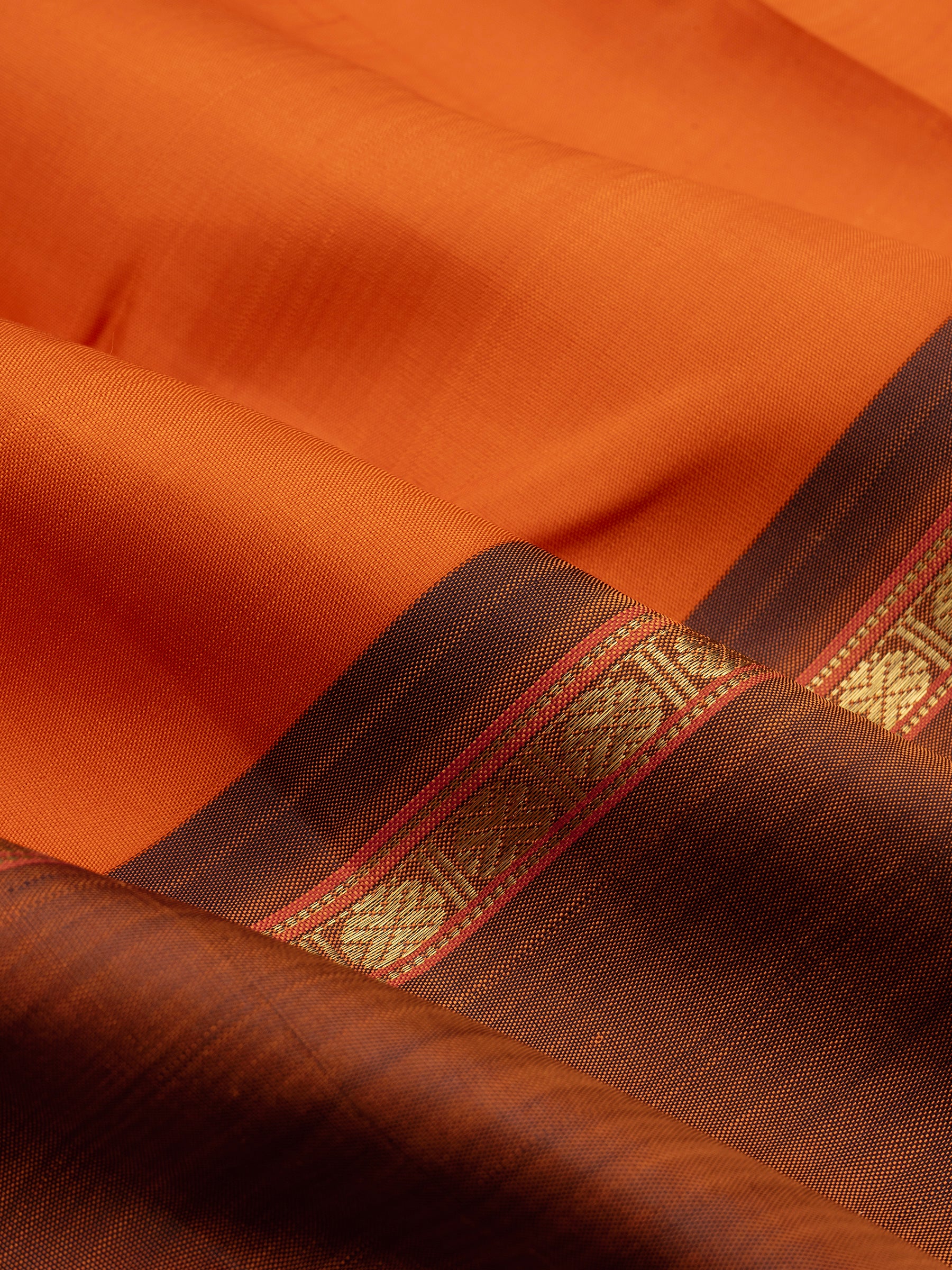 Orange and rustic rettapet border/ Arani Silk Saree CLSA3687