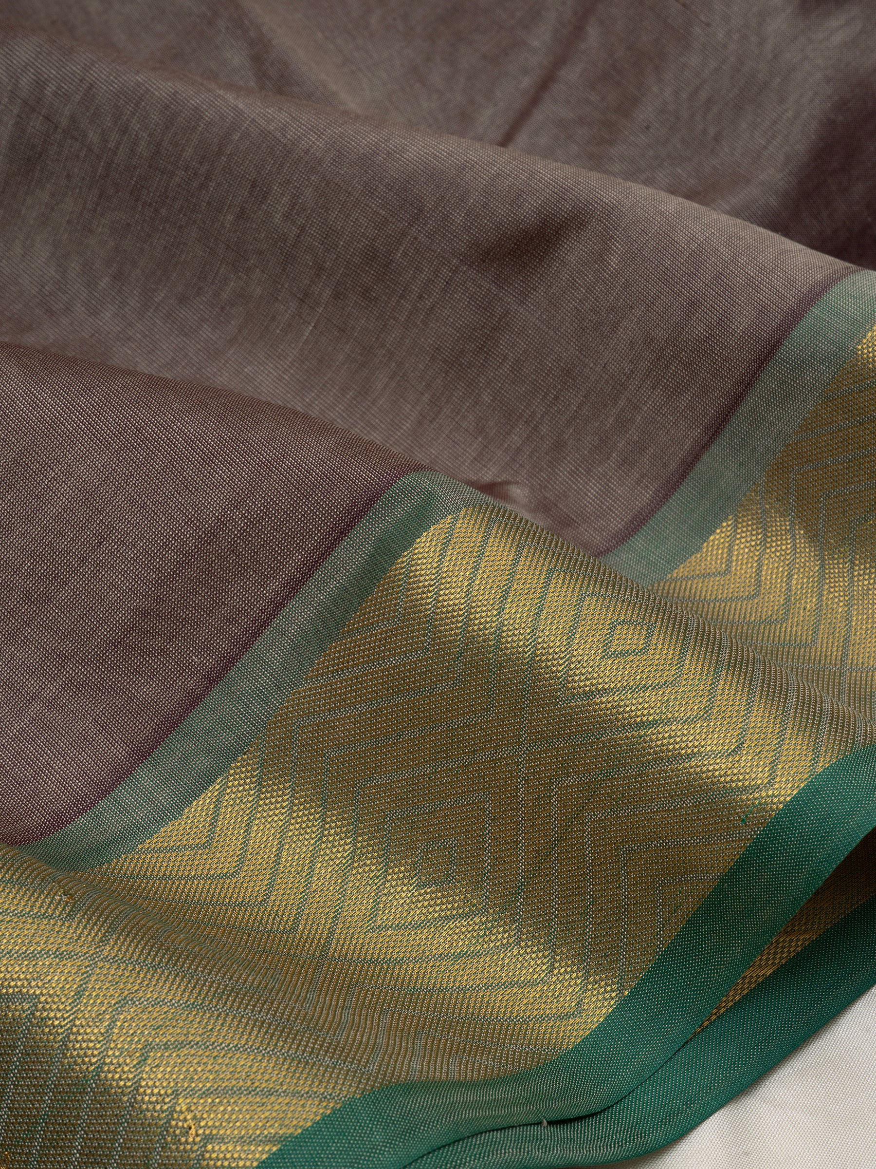 Grey and green / Silk Cotton Saree CLSA6063