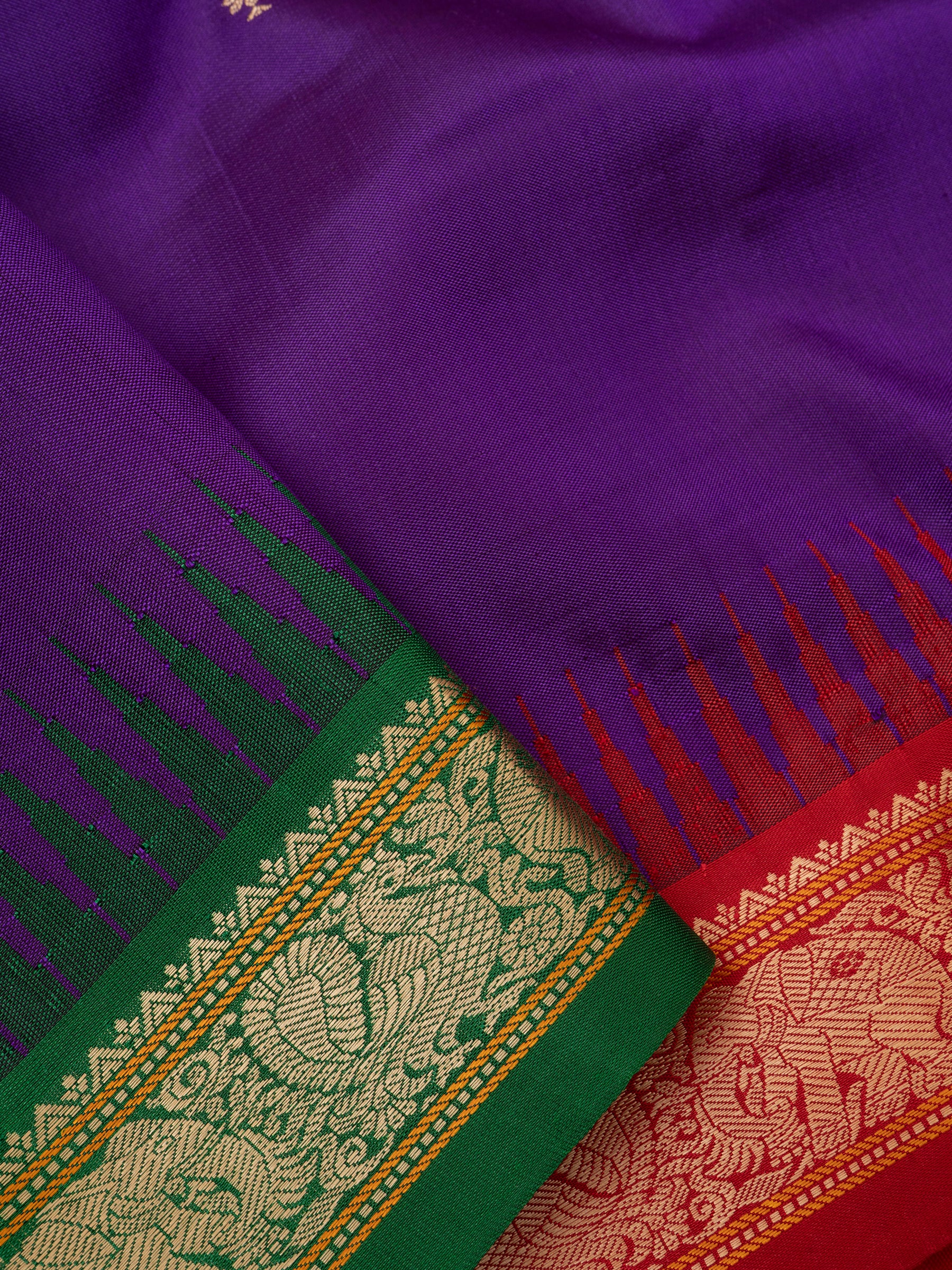 Purple ganga jamuna border and double color pallu / special edition kanjipuram silk CLSA4189
