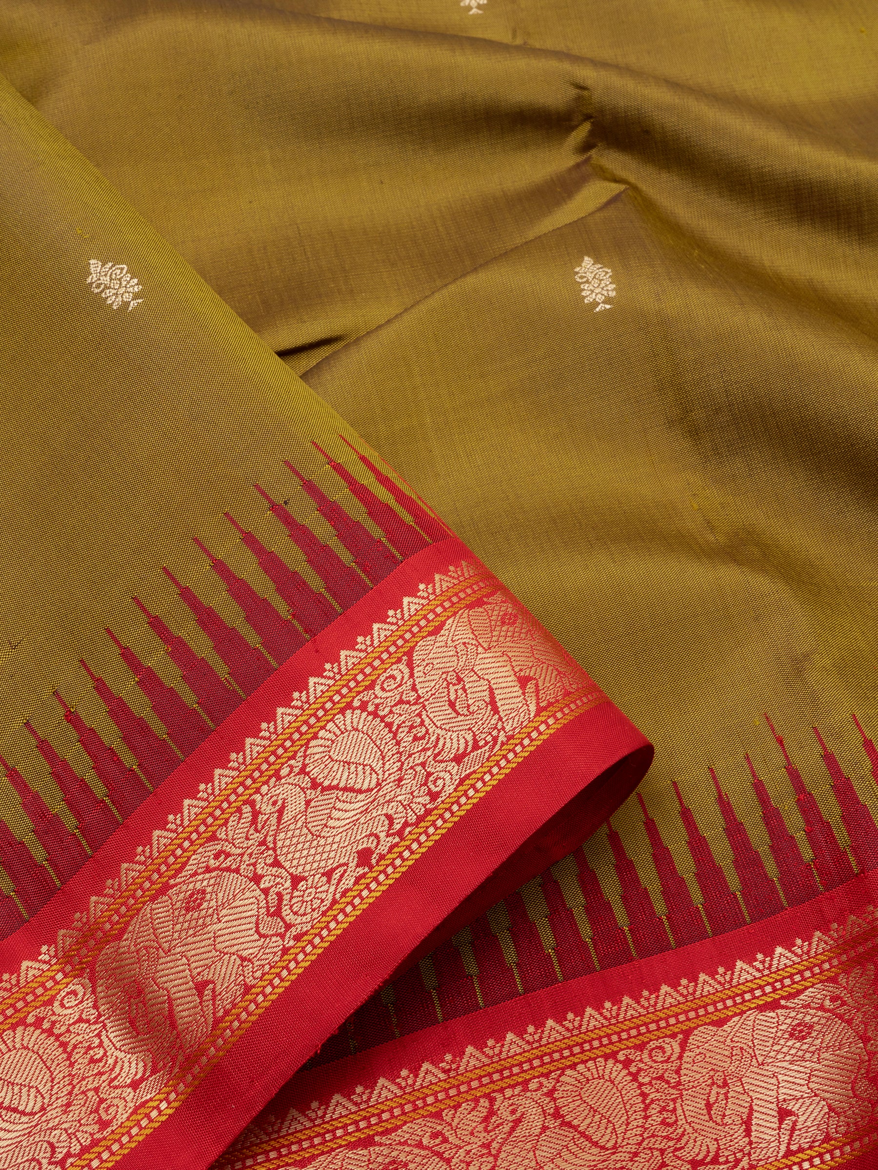 Dark mustard ganga jamuna and double pallu/ special edition kanjipuram silk CLSA4818