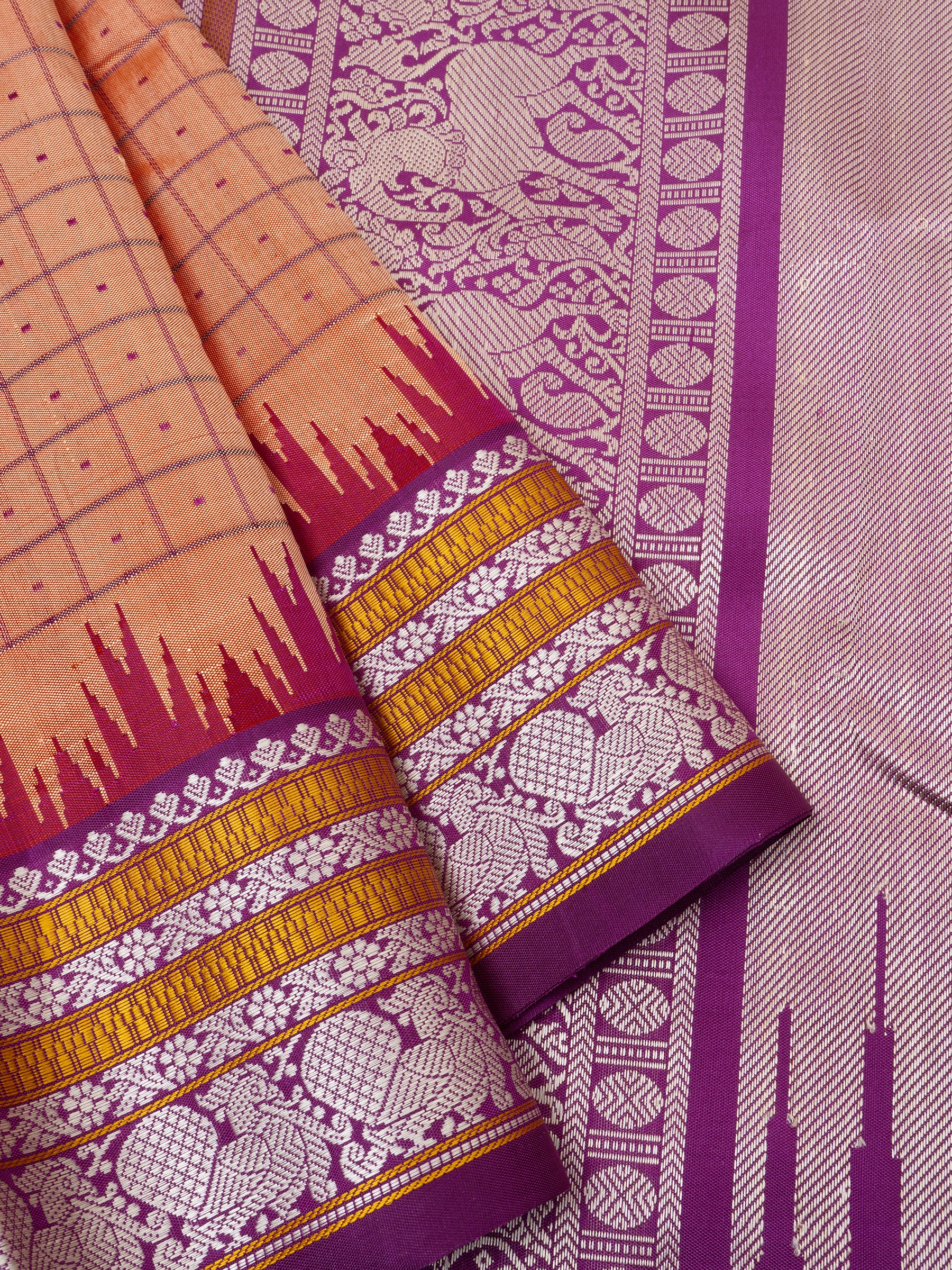 Orange and purple kattam / special edition kanjipuram silk CLSA5160