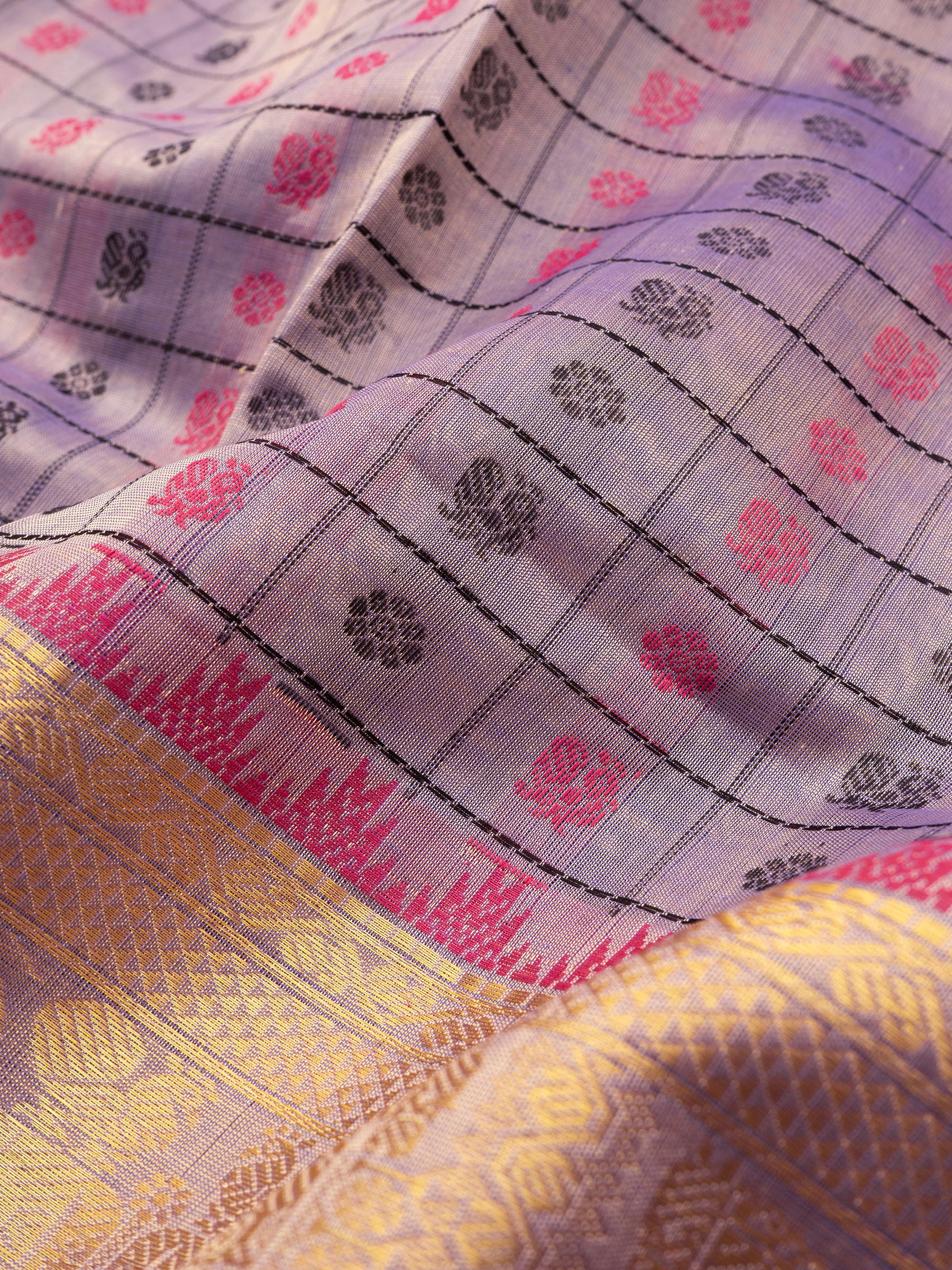 Lavender shot pink kattam butta / Silk Cotton Saree CLSA5228