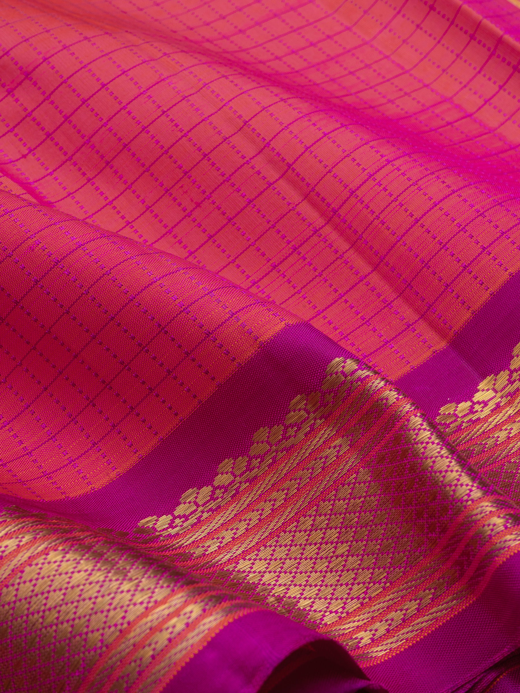 Pinkish orange kattam / Kanjipuram Silk Saree CLSA5751