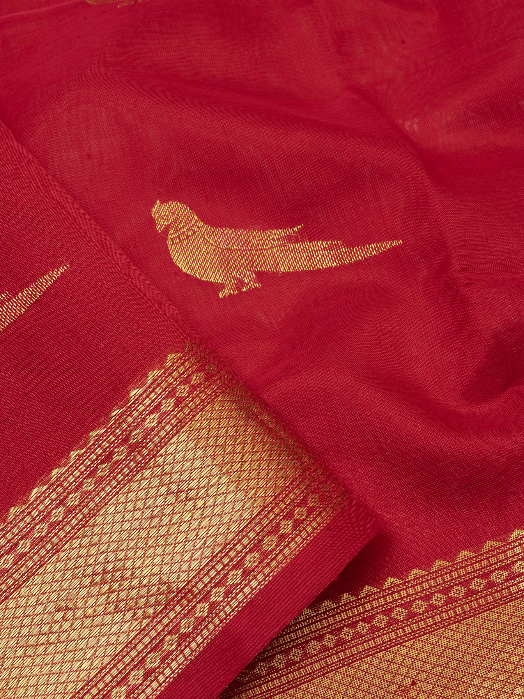 Red Kili butta Silk Cotton Saree CLSA6386