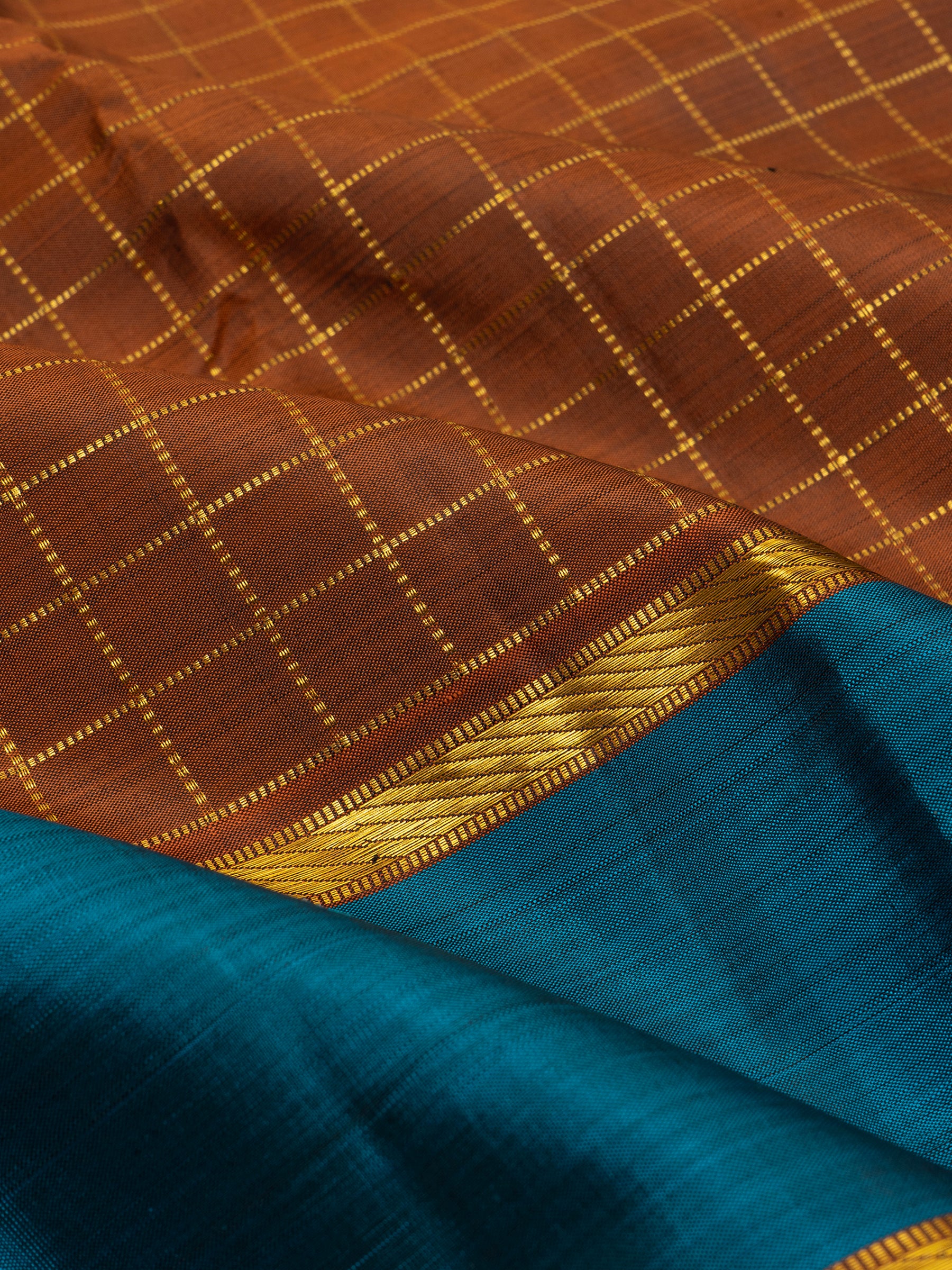 Rust with blue : Arani Silk Saree CLSA6113
