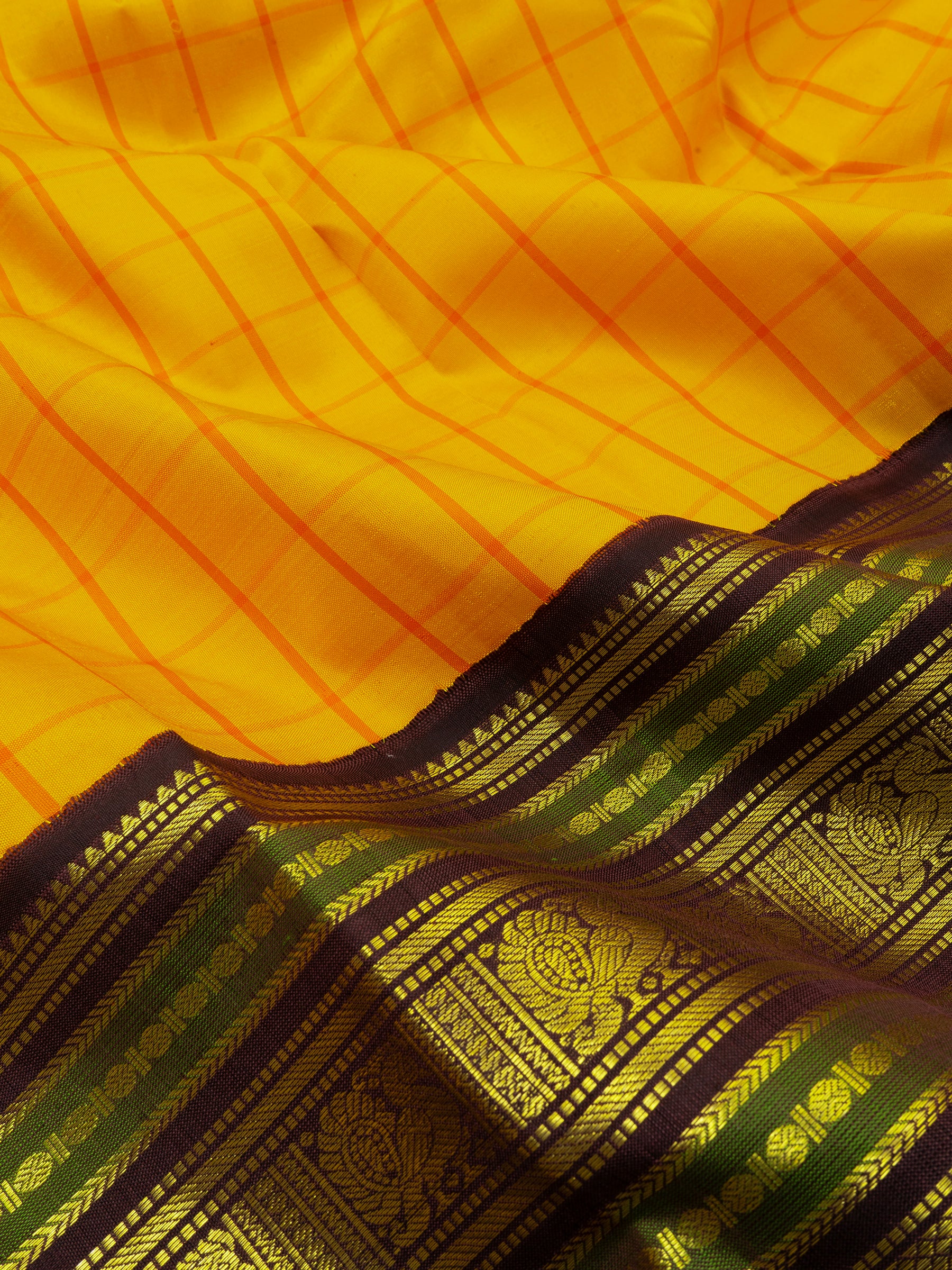 Yellow kattam varisapet border/Arani Silk Saree CLSA6144